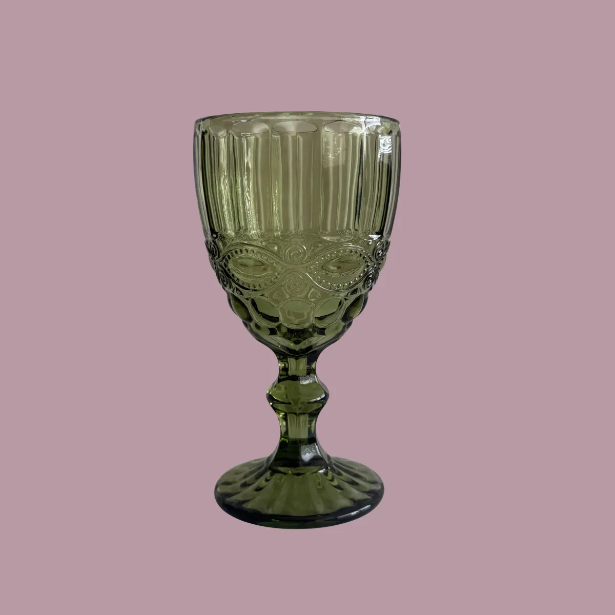 Emerald Embossed Green Goblet Glass