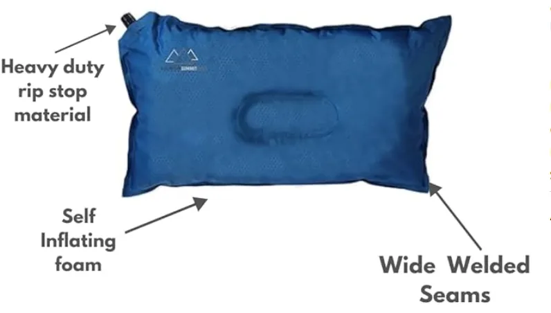 Self inflating pack pillow