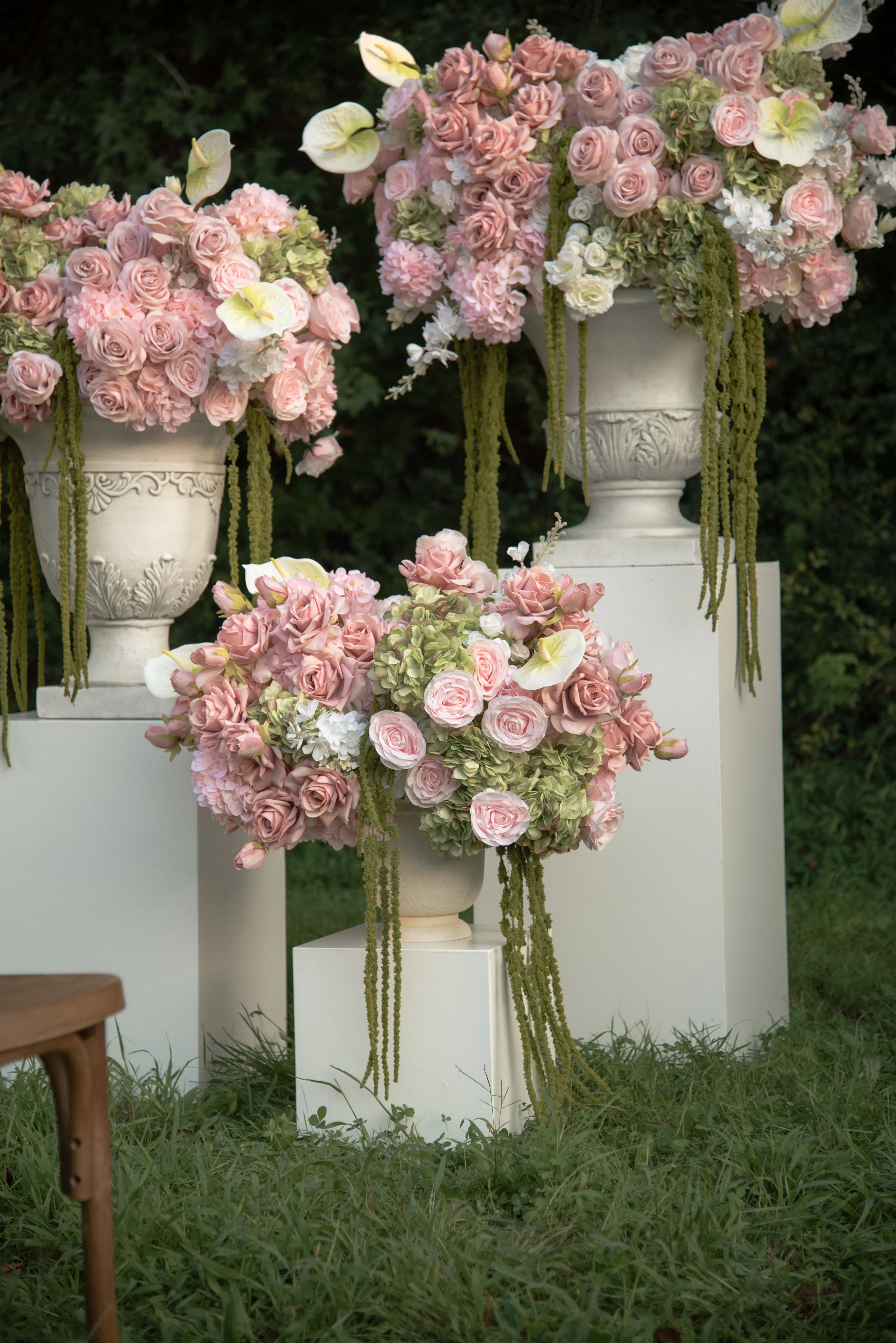 Small Pink & Green Rose Hydrangea Artificial Flower Arrangement