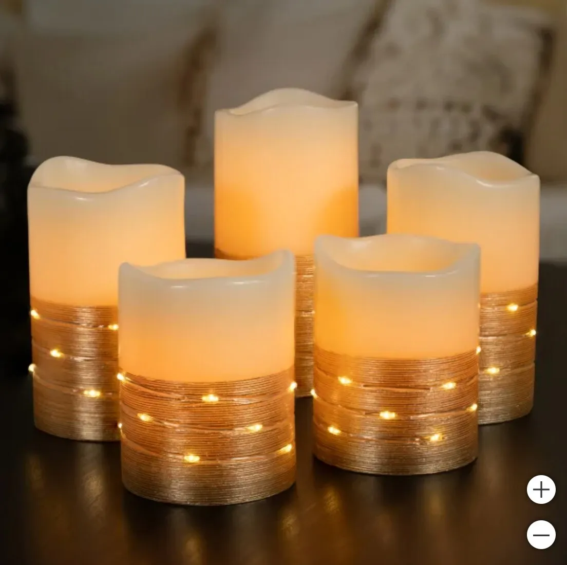 Flameless LED Wax Pillar Candles with Fairy Lights