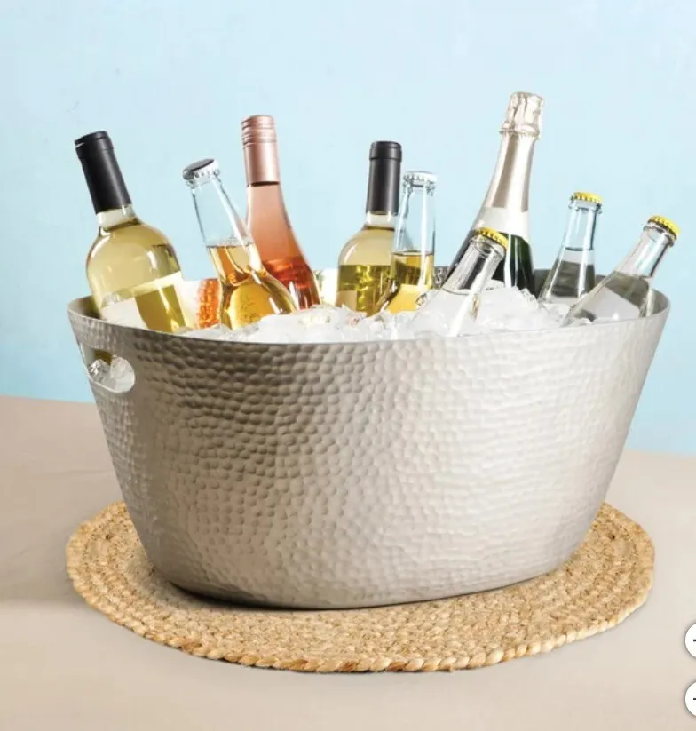 Beverage Tub - 14.5-qt Oval Hammered Aluminum 
