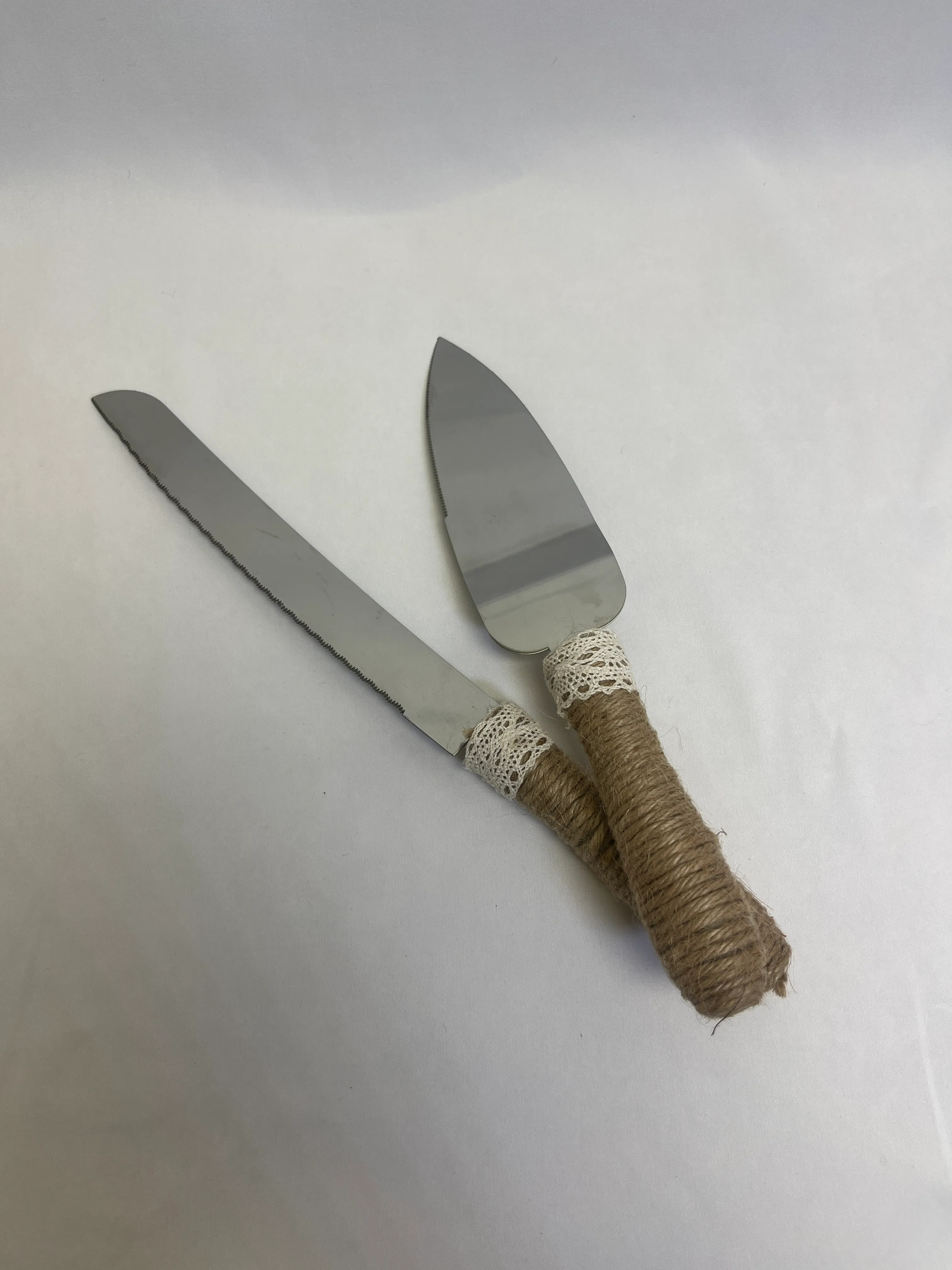 Cake Knife And Server Set with Rope and Lace Handle
