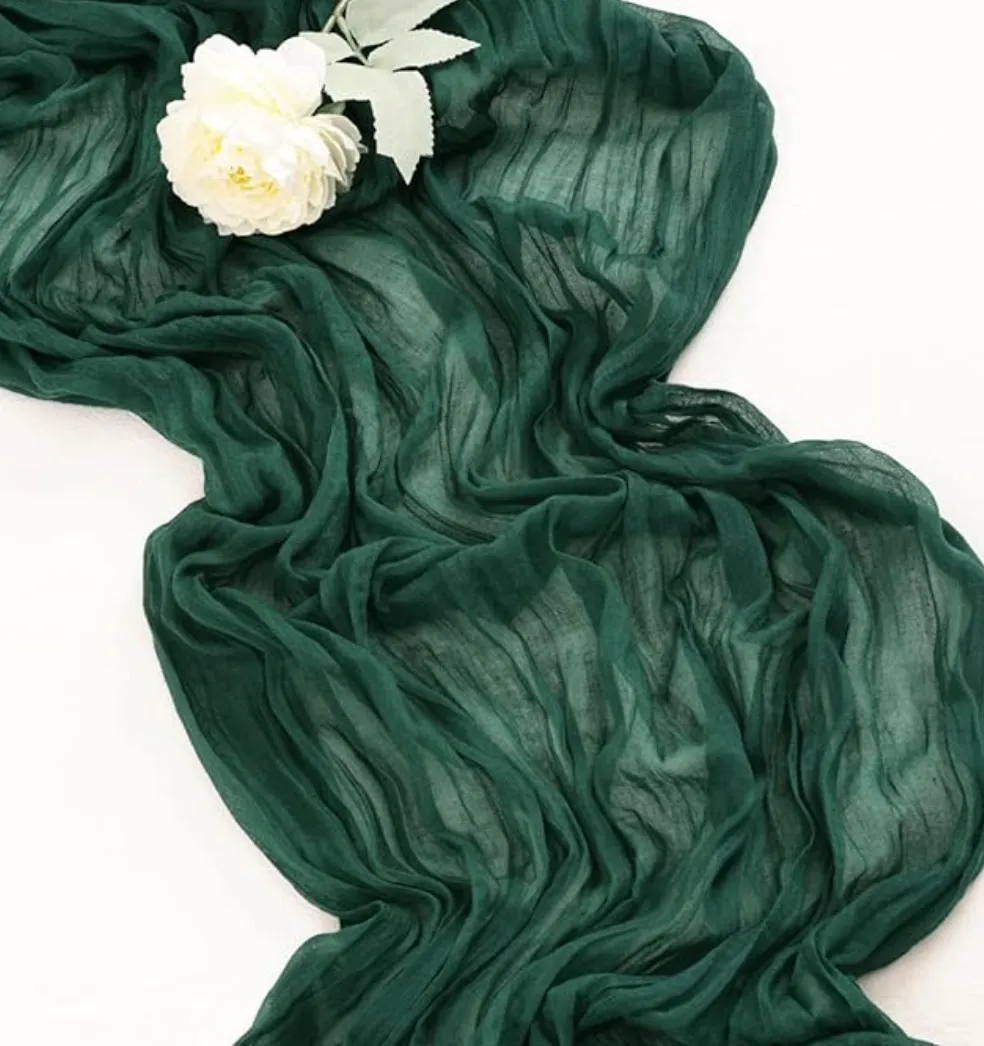 Emerald Green Cheesecloth Table Runner