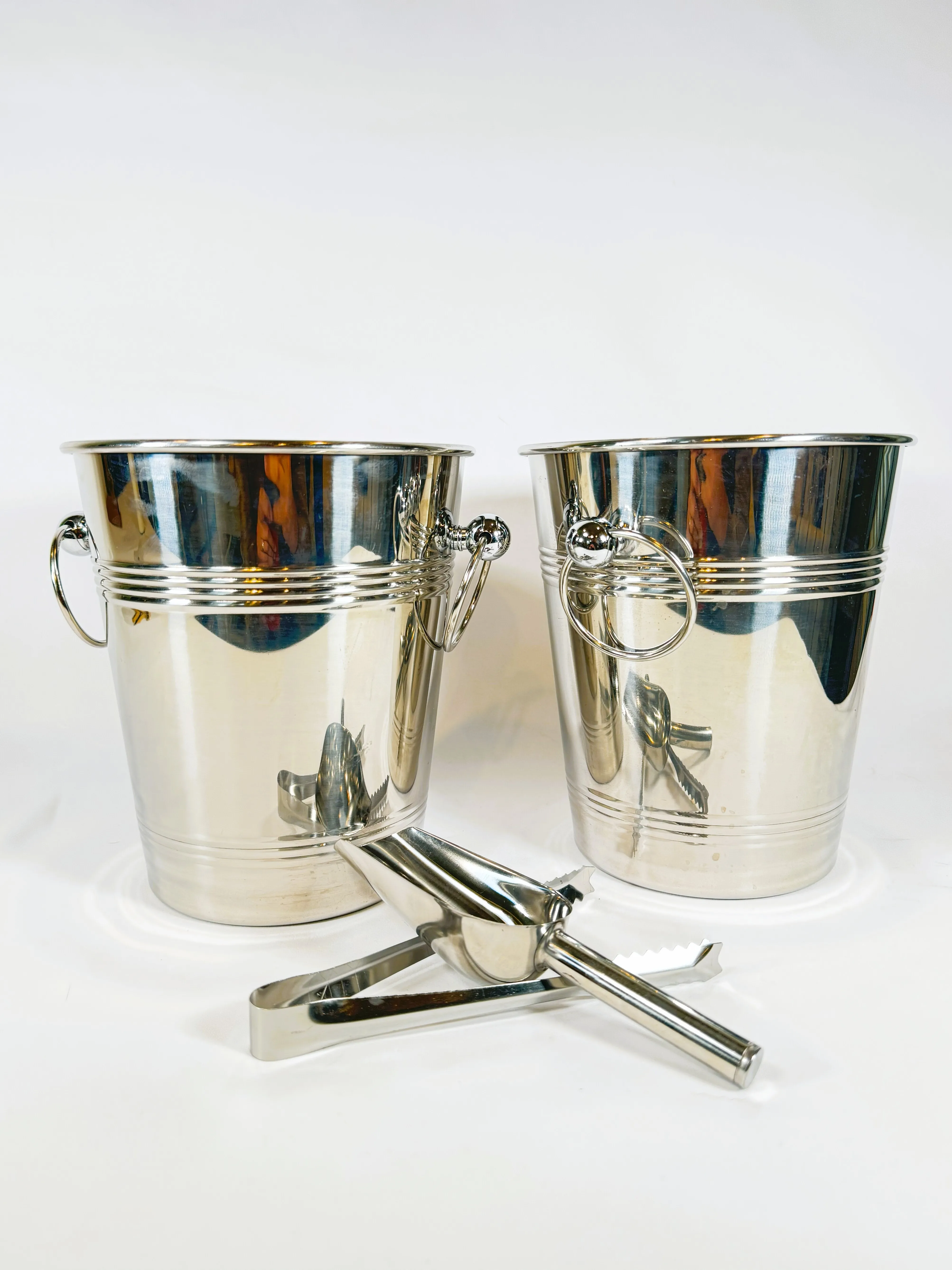 Stainless Steel Champagne/Ice Bucket with Scoop and Tongs