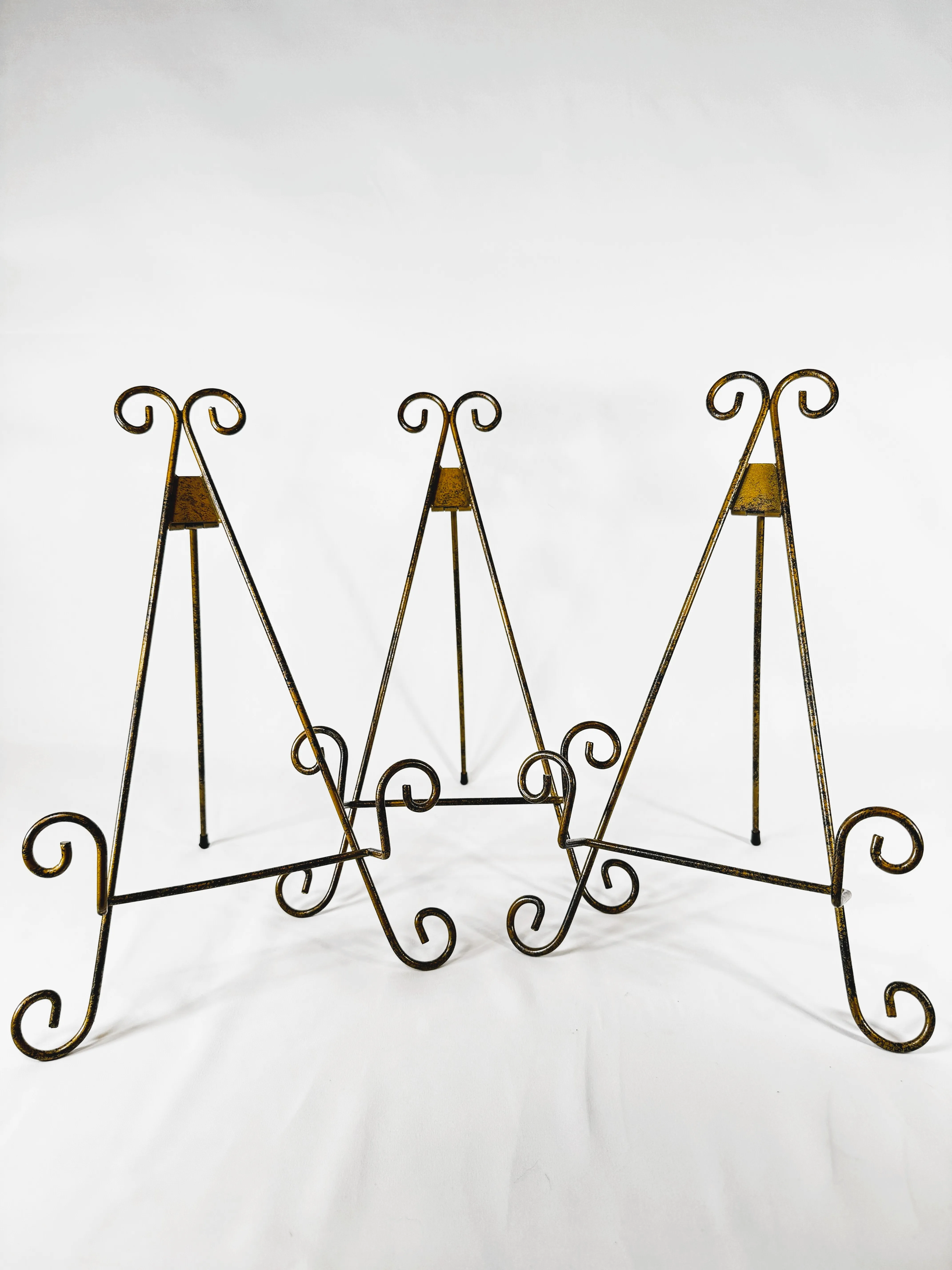 Gold Wrought Iron Tabletop Easels Set Of 3
