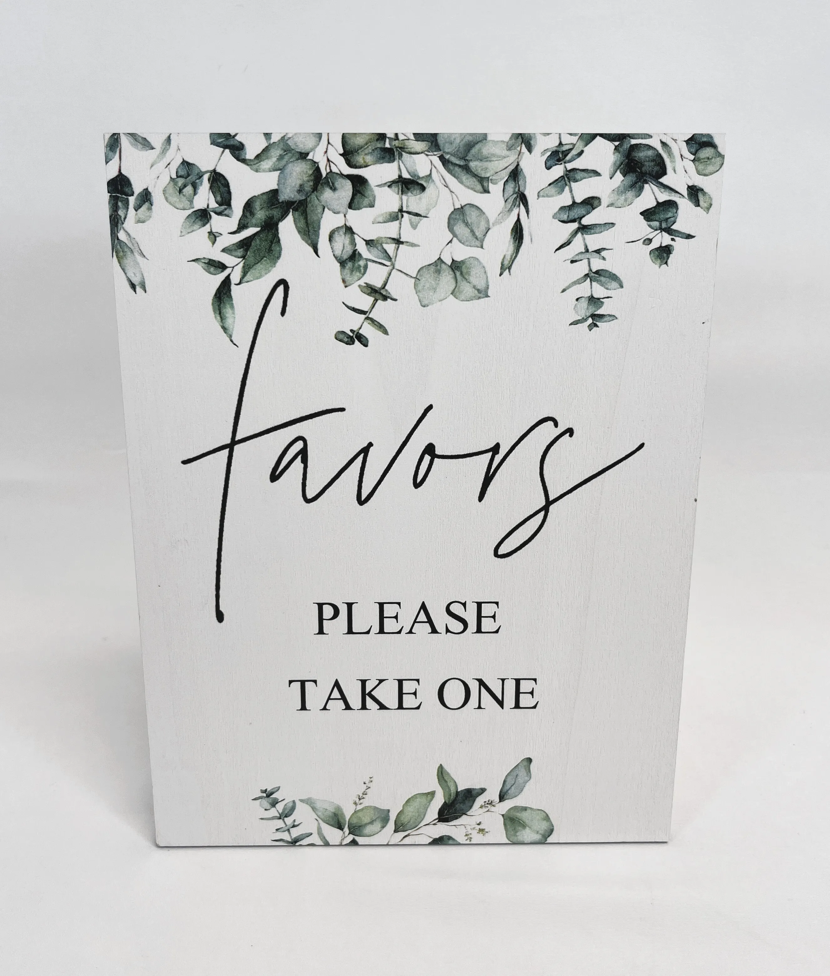 Favors Sign With Green Leaves 