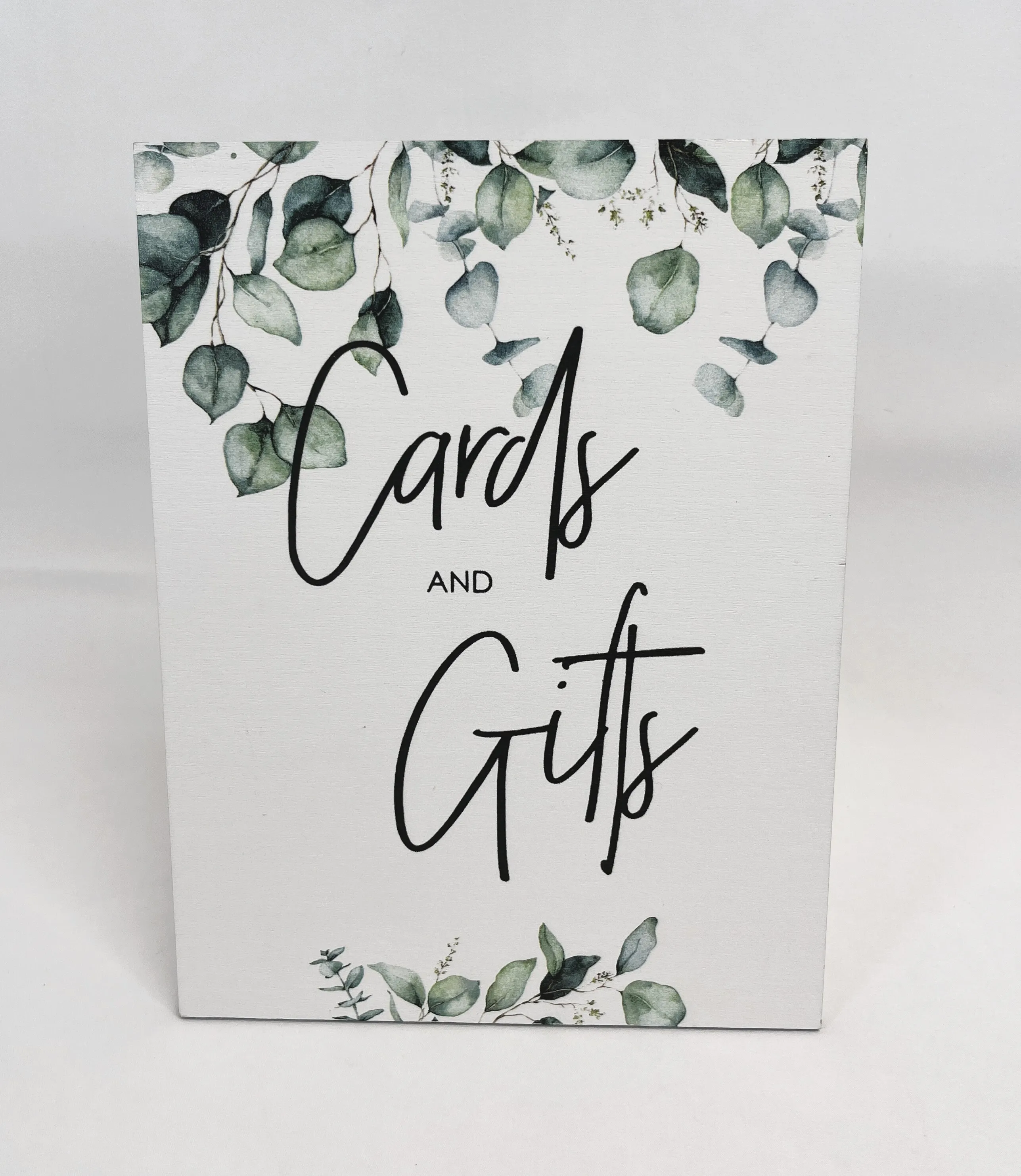 Cards And Gifts Sign With Green Leaves 