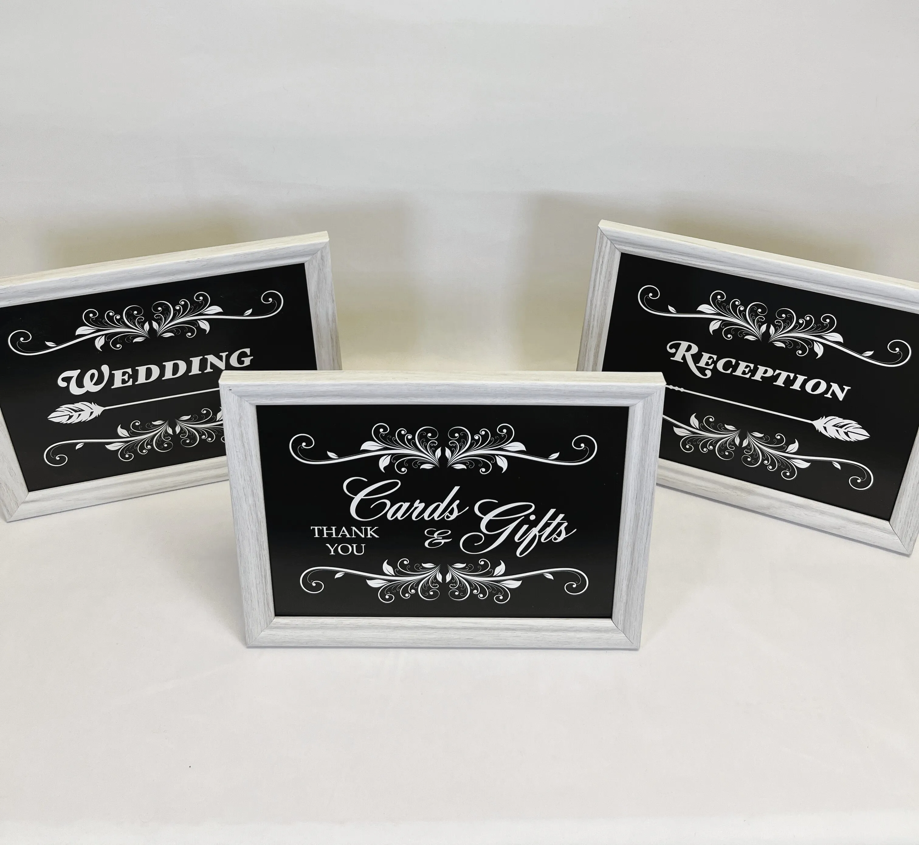 Set of 3 Black and White Signs