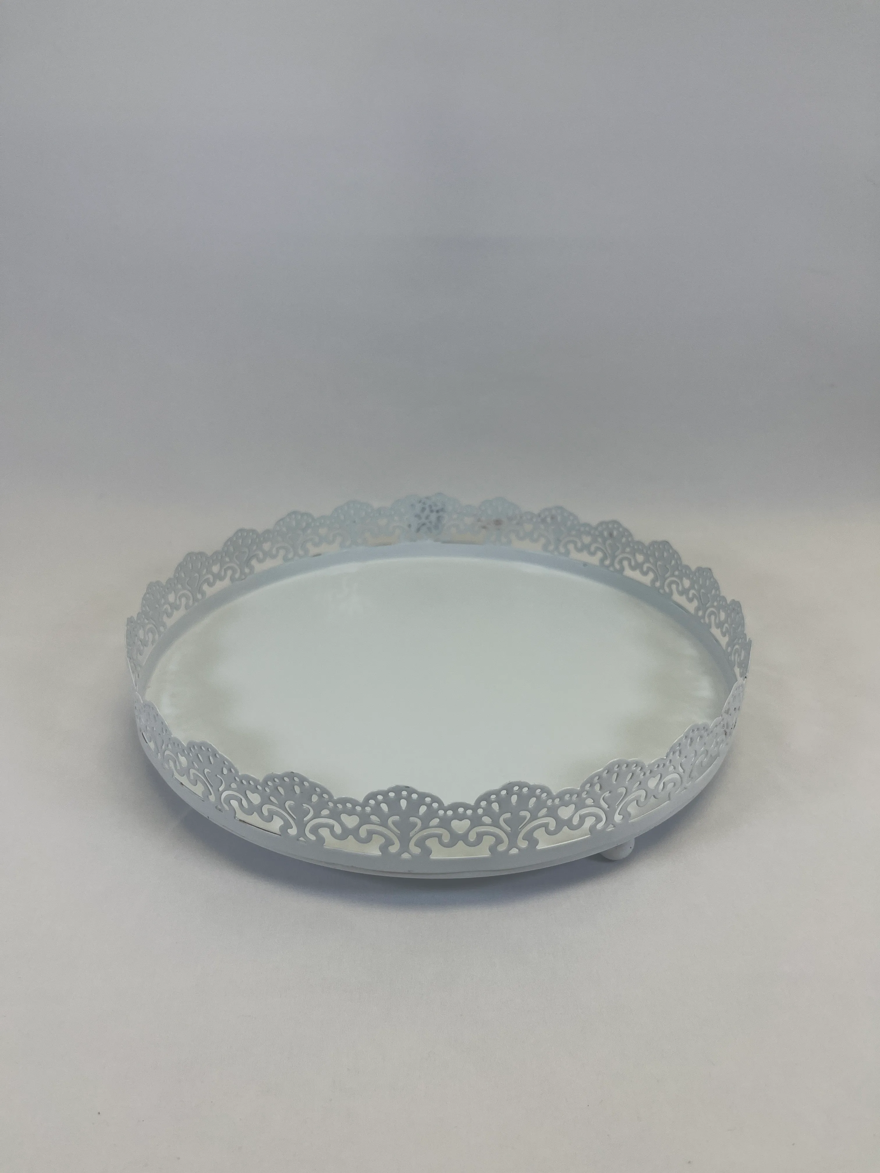 White Round Serving Tray