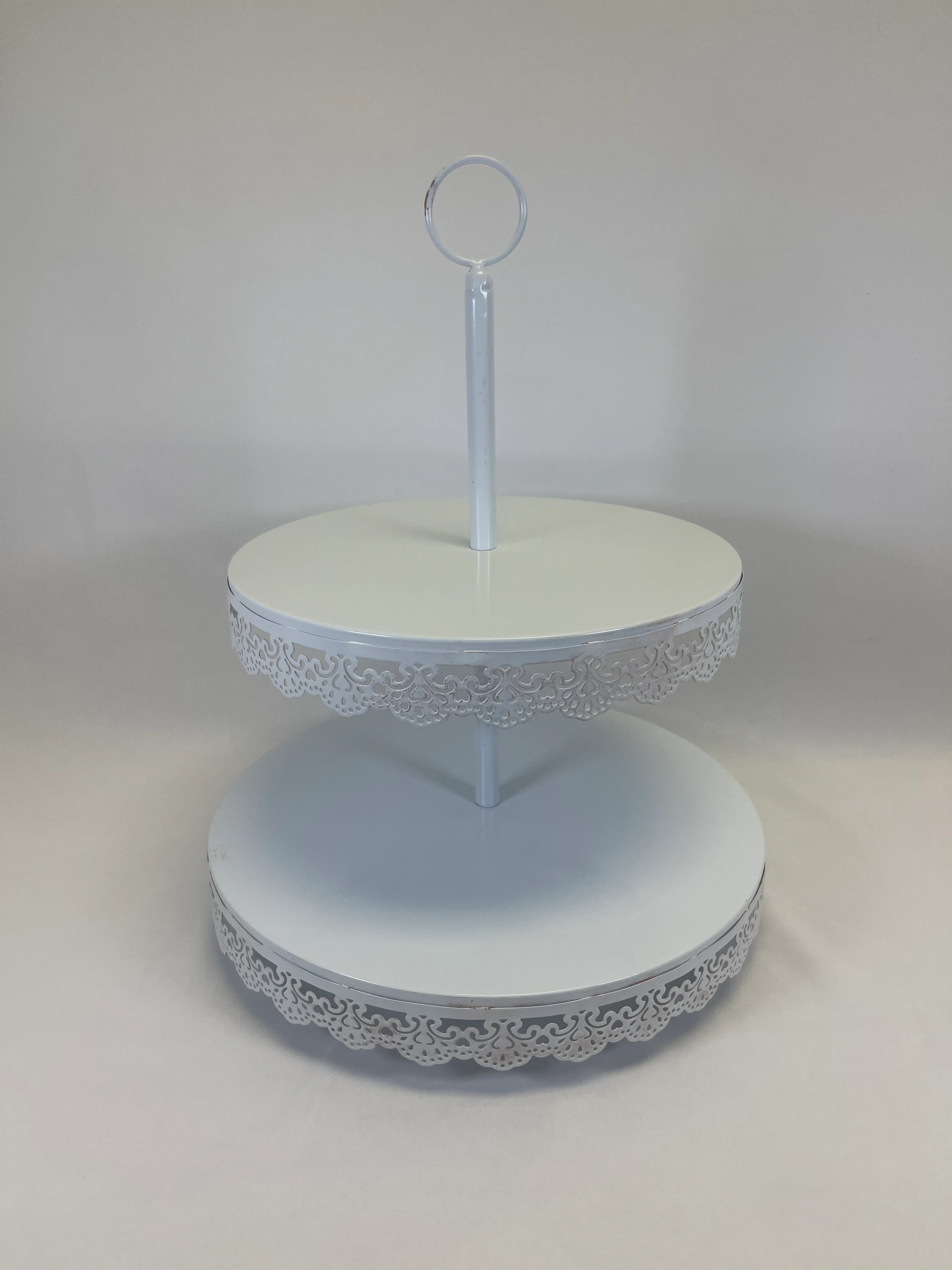 Two Tiered White Cupcake Stand 