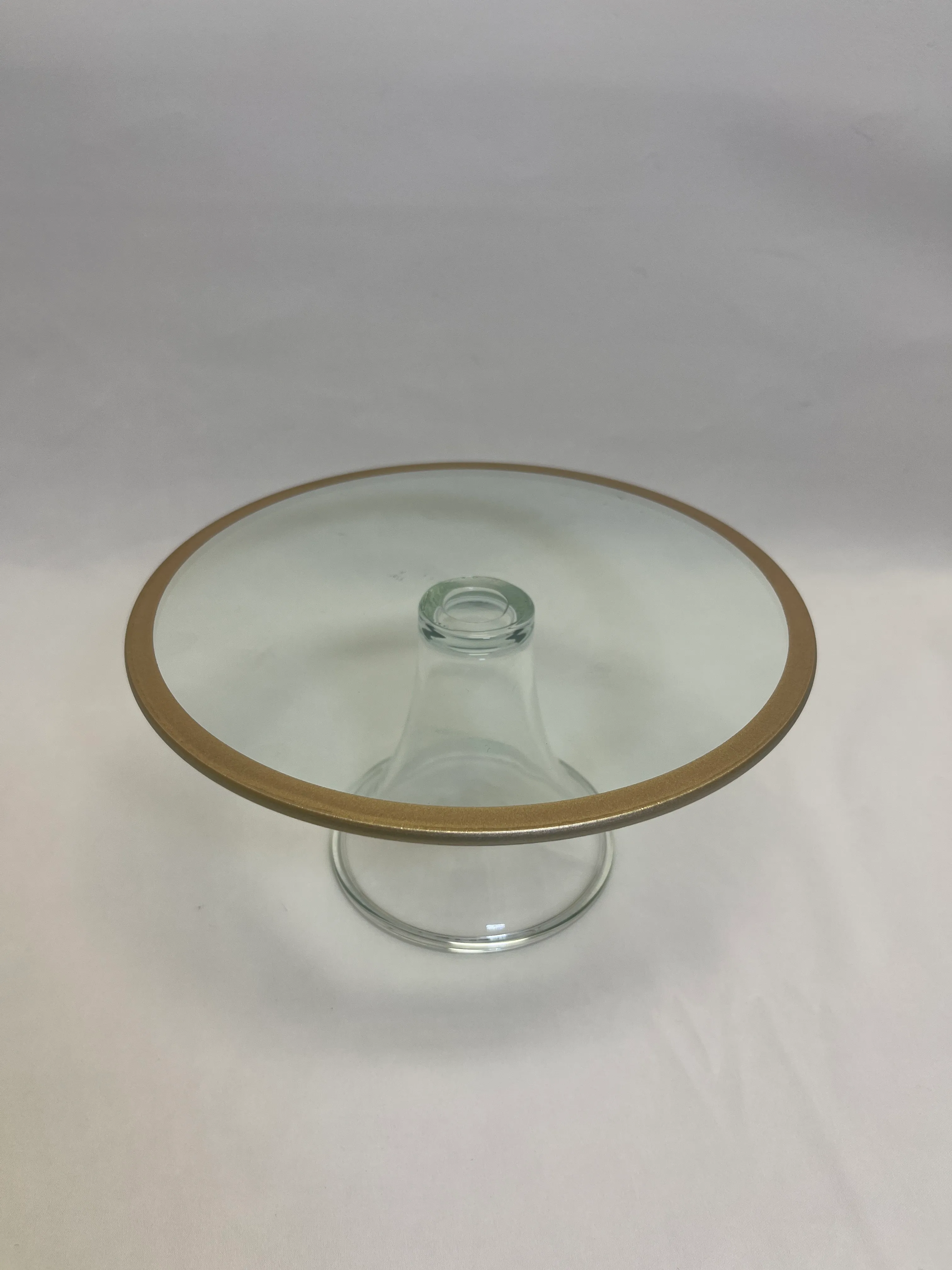 Glass Cake Stand with Gold Trim