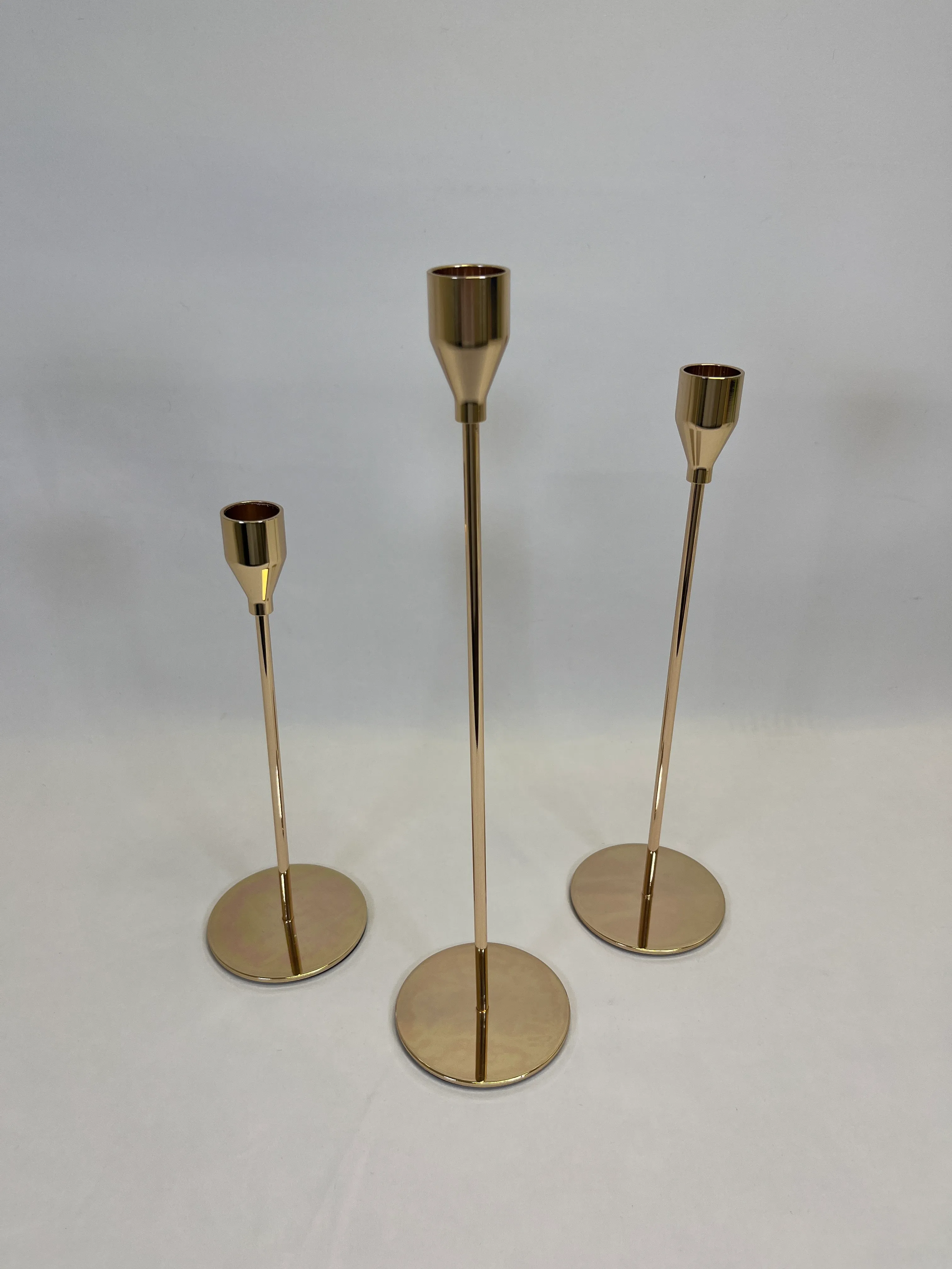 Gold Contemporary Candle Holders 3 Sizes
