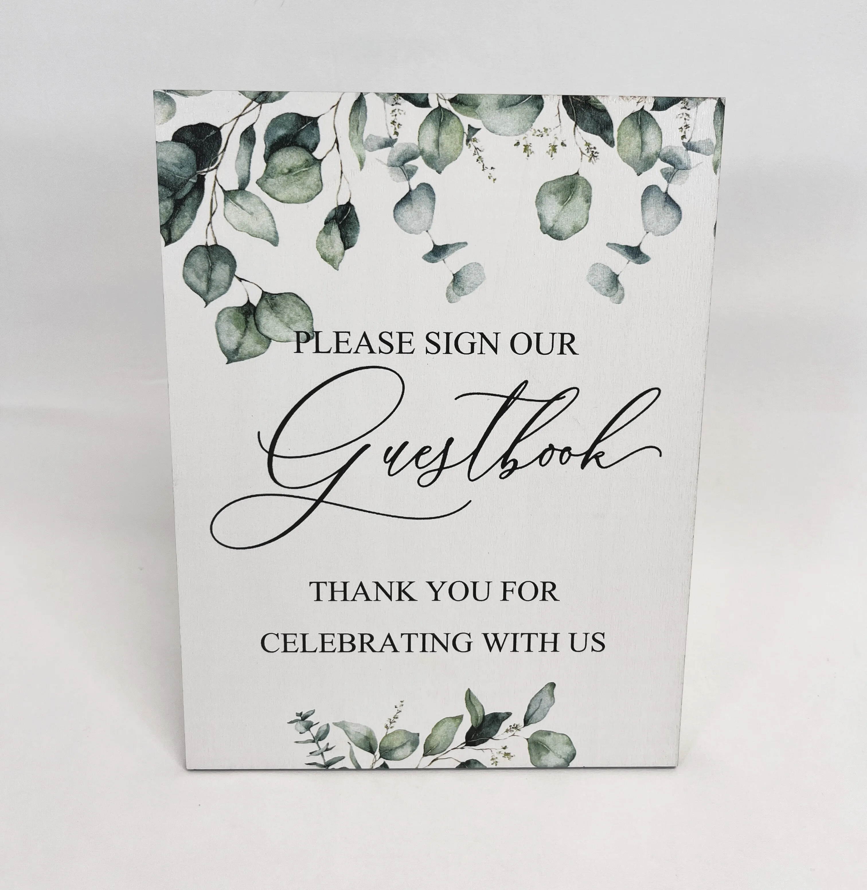 Guestbook Sign With Green Leaves 