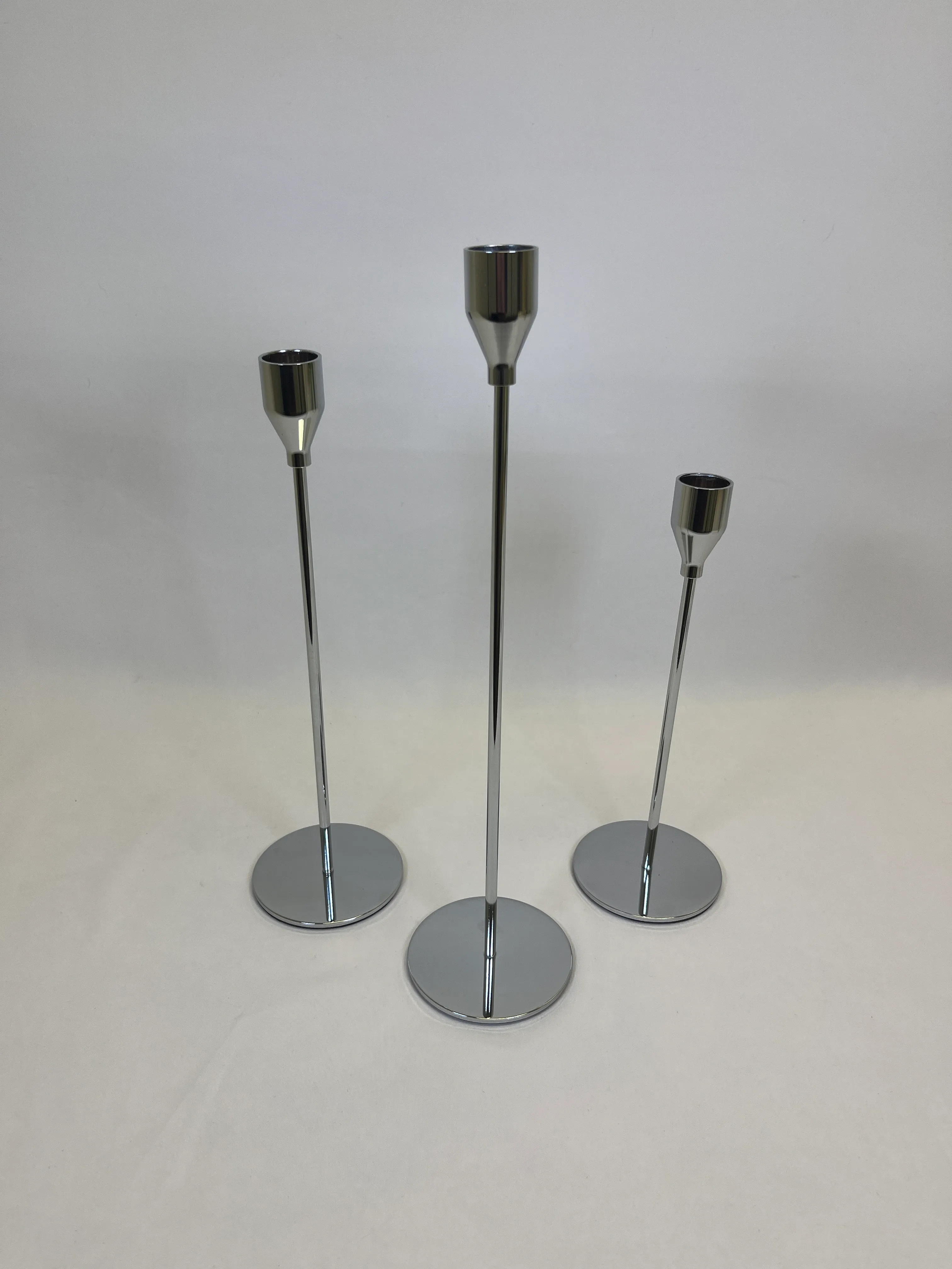 Silver 3 Sizes Contemporary Candle Holders
