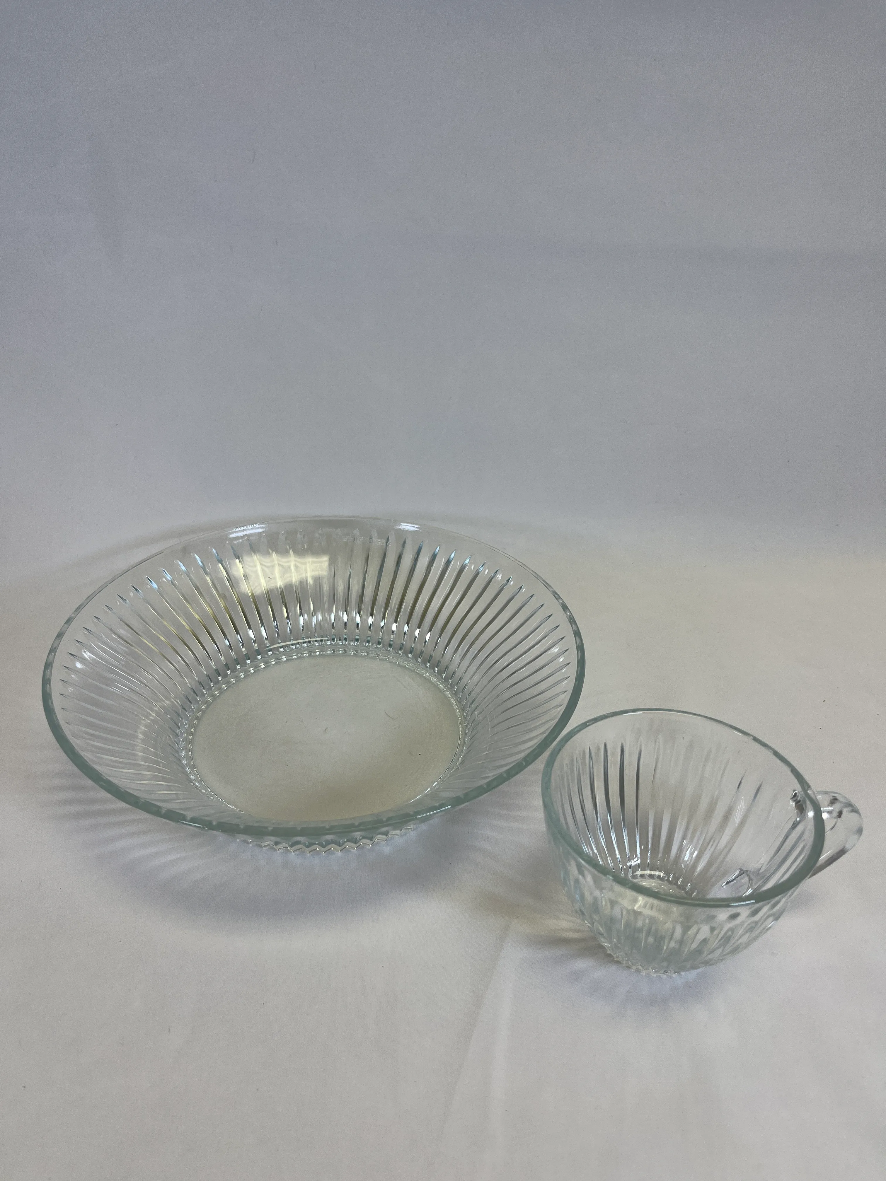 Glass tea cup and bowl