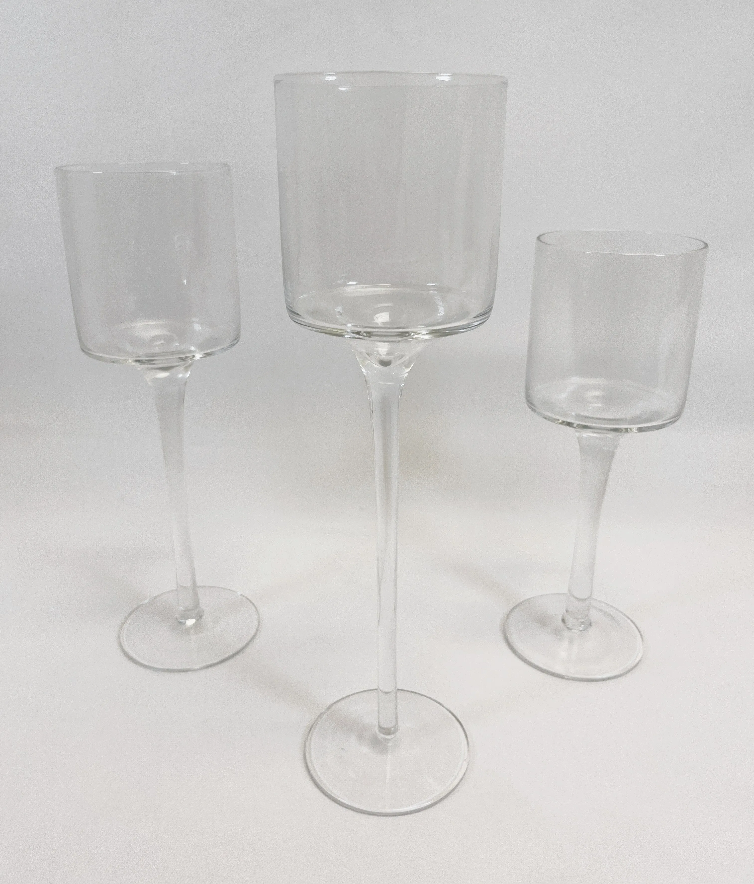Set of 3 Glass Stems for Tea Lights and Snacks