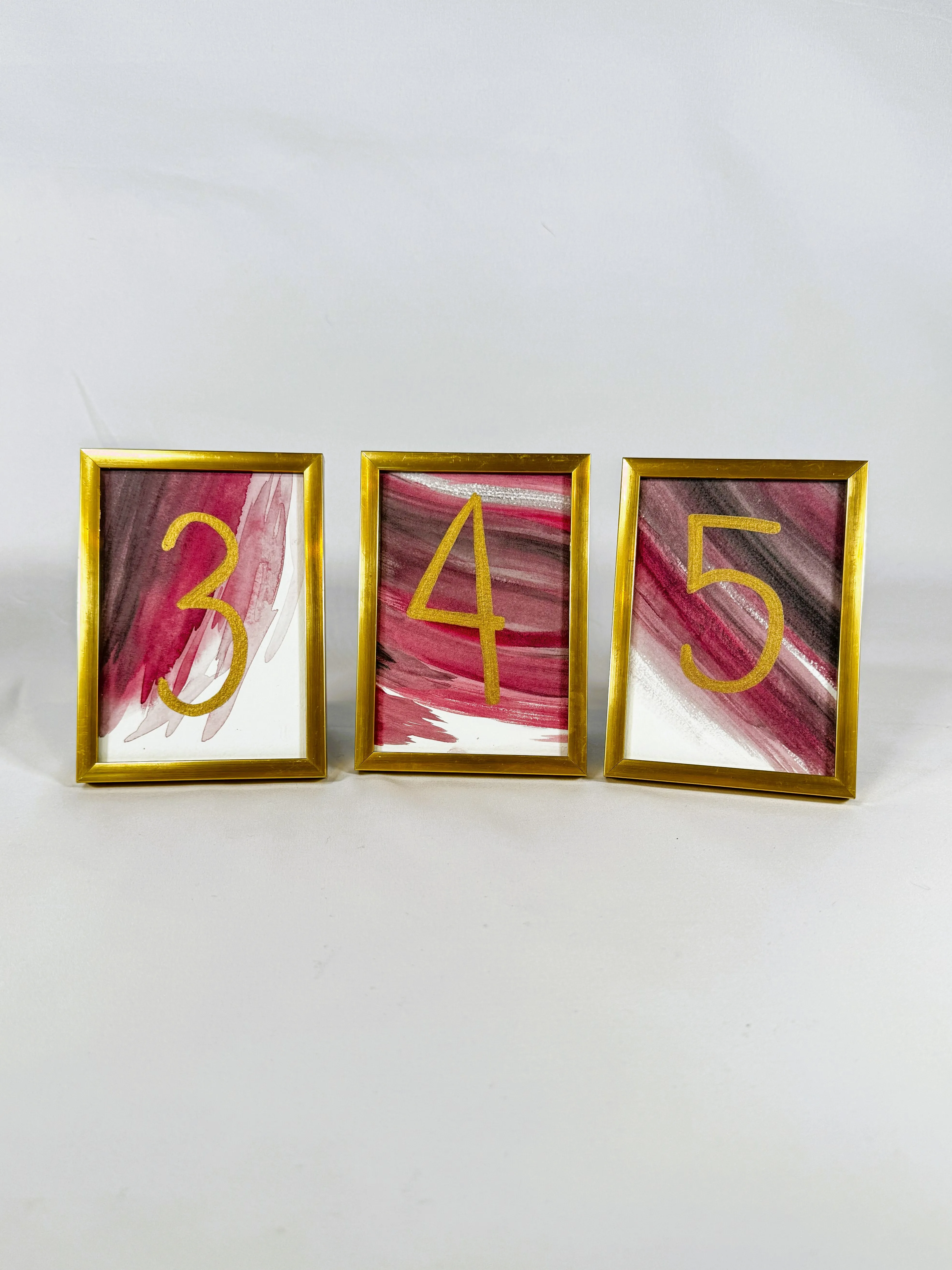 Gold Frame with Mauve Rainbow Table Numbers 1-12