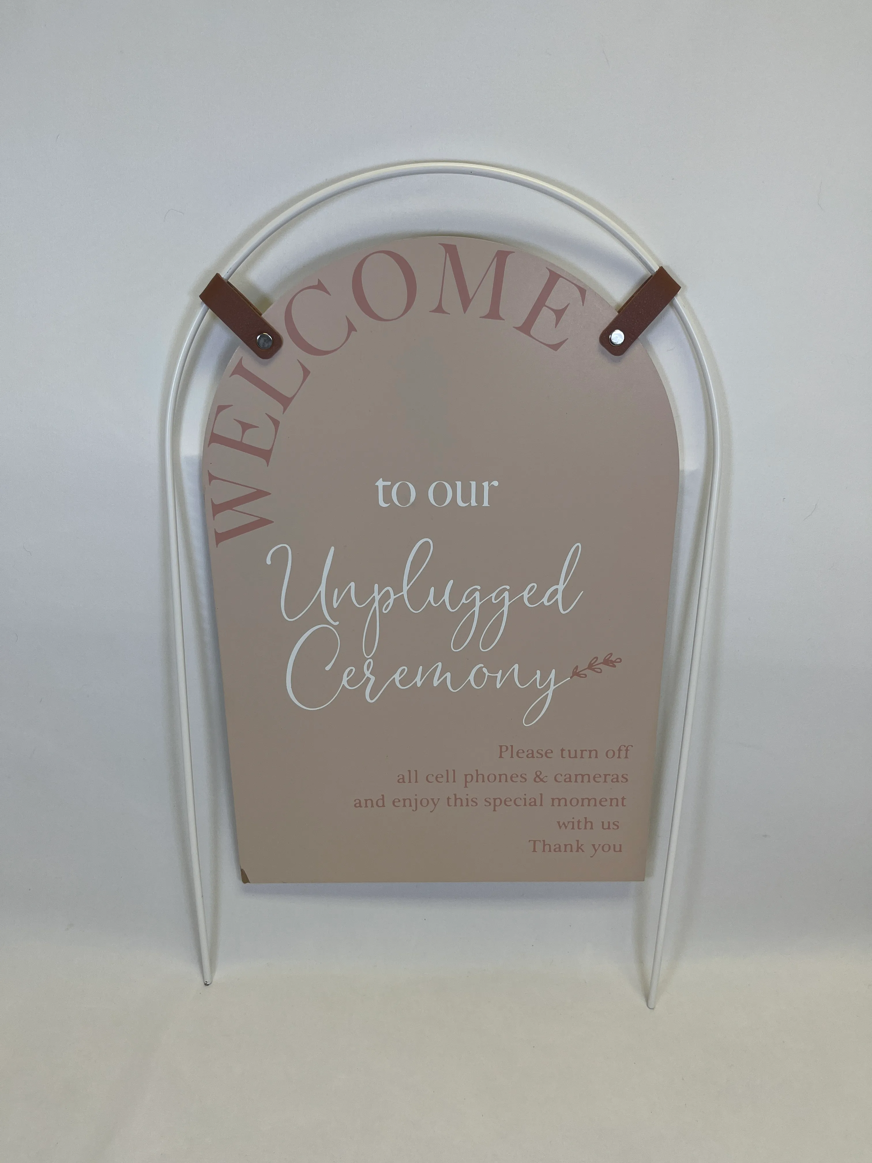 Welcome To Our Unplugged Ceremony Blush Ground Sign