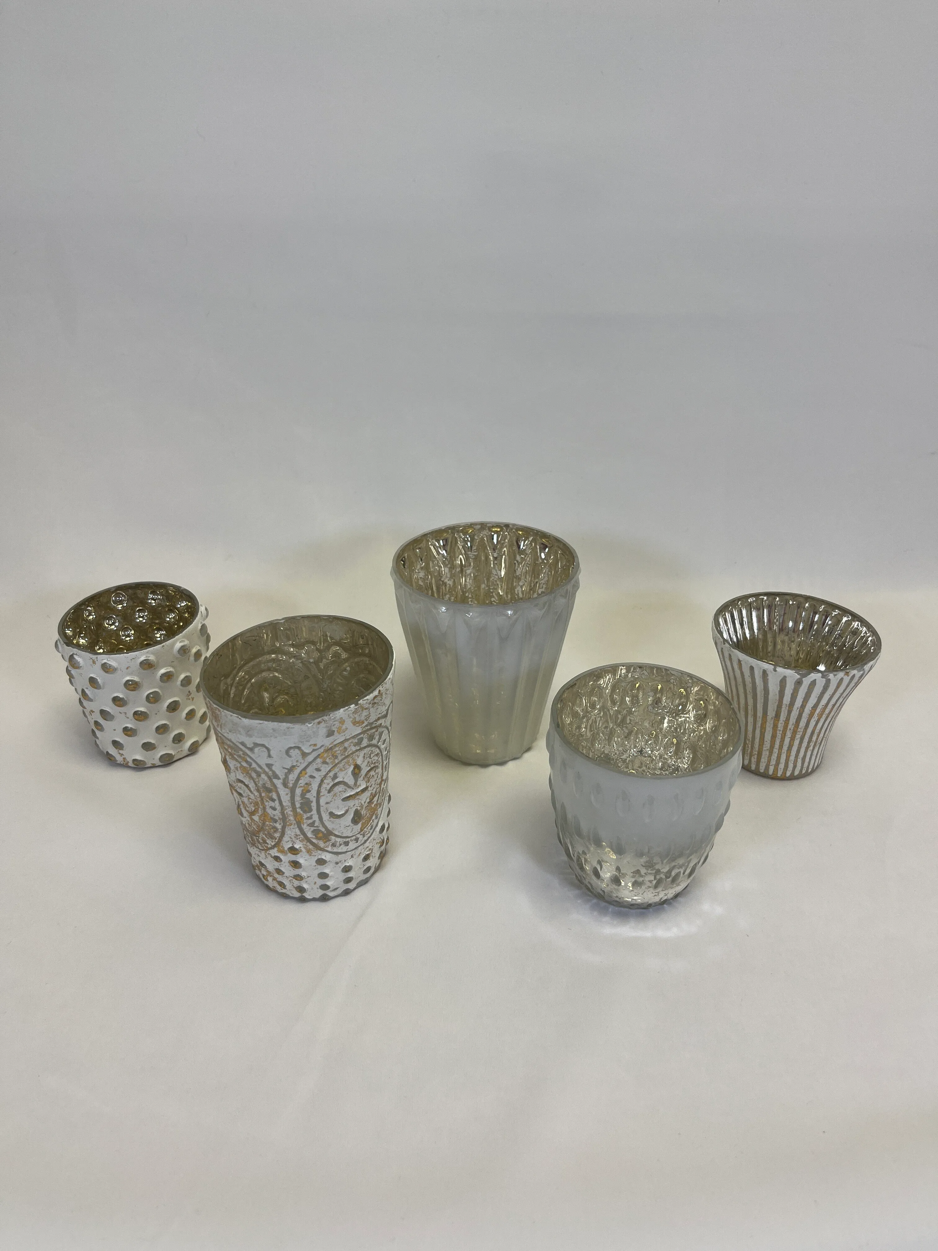Gold And White Candle Holders 