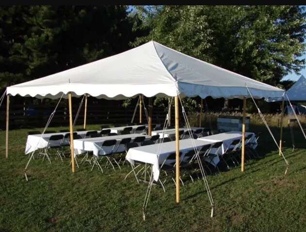 20x20 Pole Tent Bundle with Tables and Chairs: 12Hr Rental