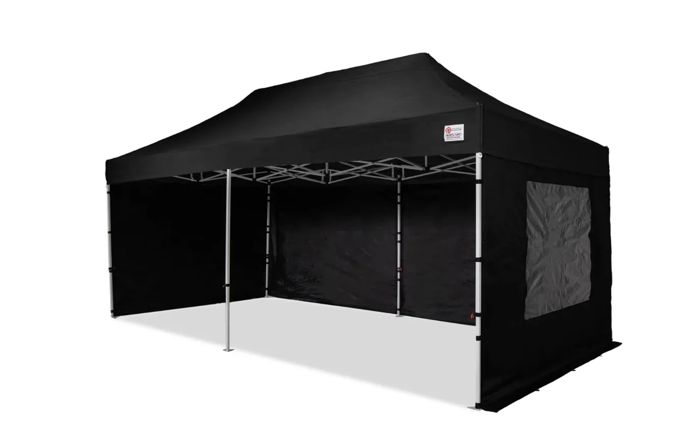6M X 3M BLACK ALL WEATHER GAZEBO WITH SIDES