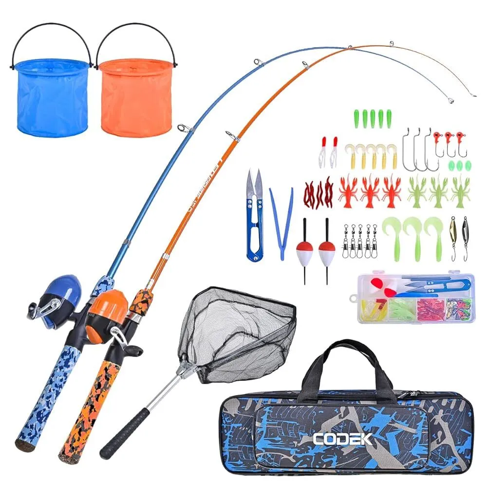 CODEK Kids Fishing Pole Set (2) with Tackle Box