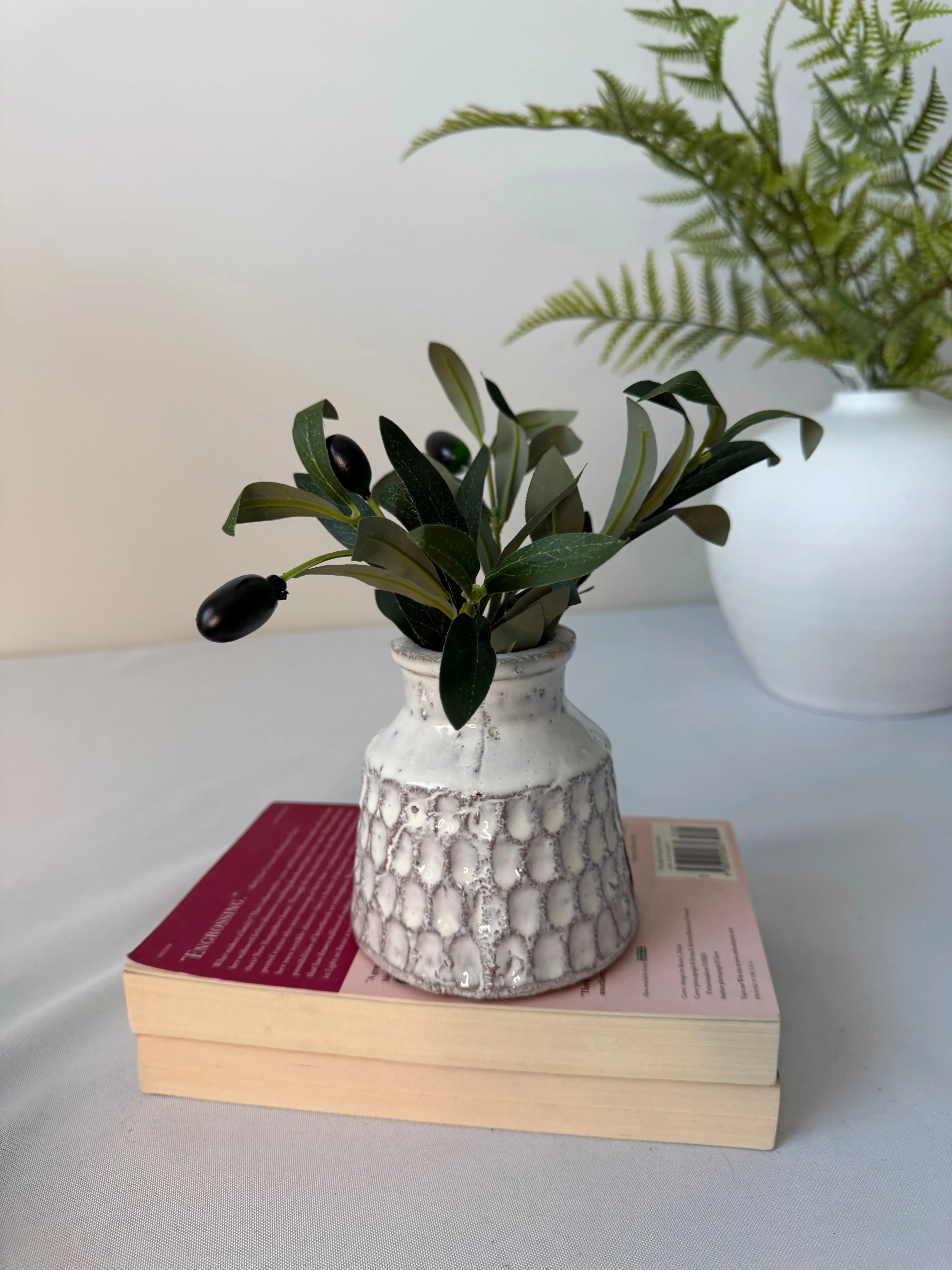 extra small vase with olive branch
