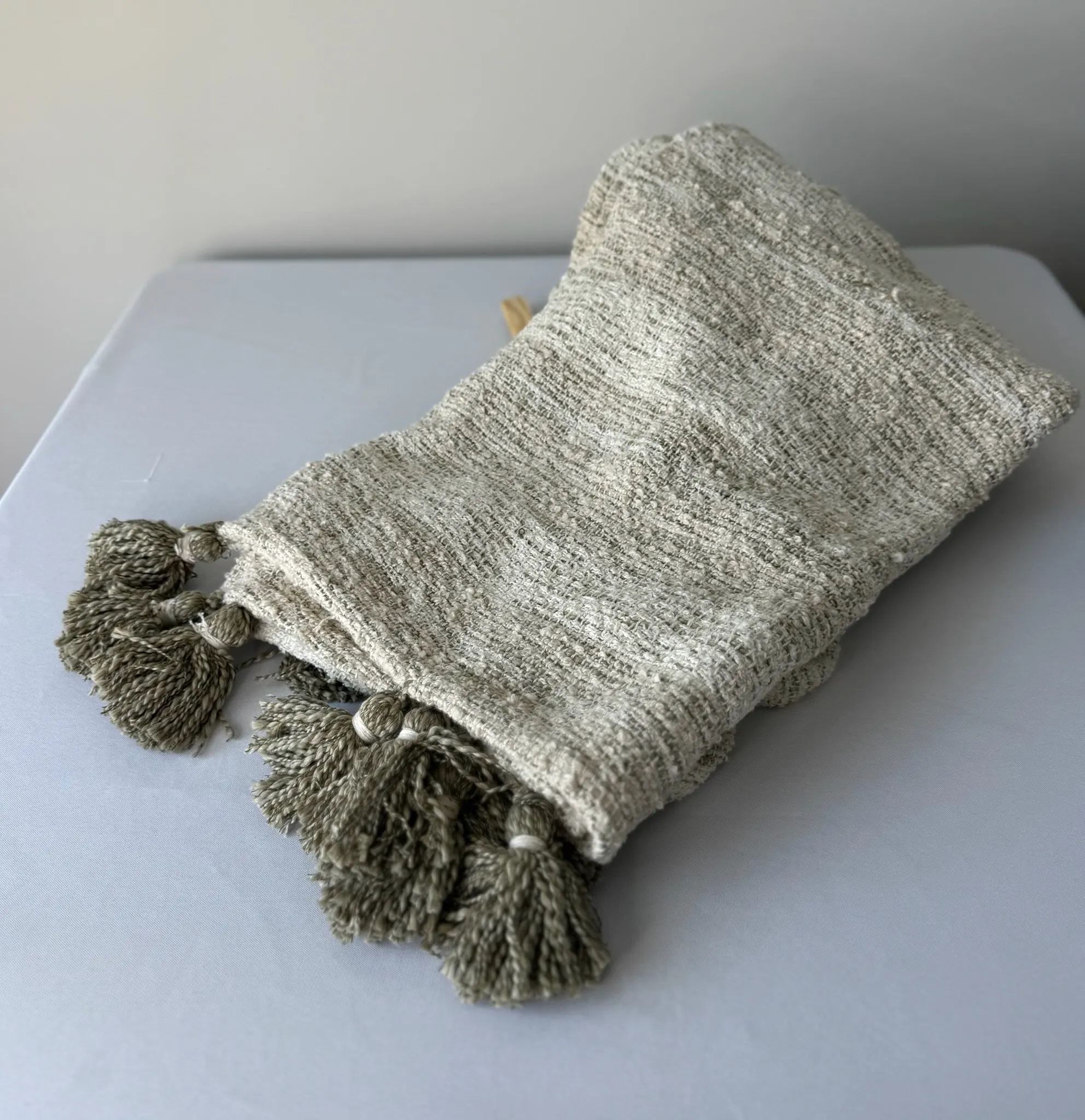 Throw Blanket Green/Offwhite