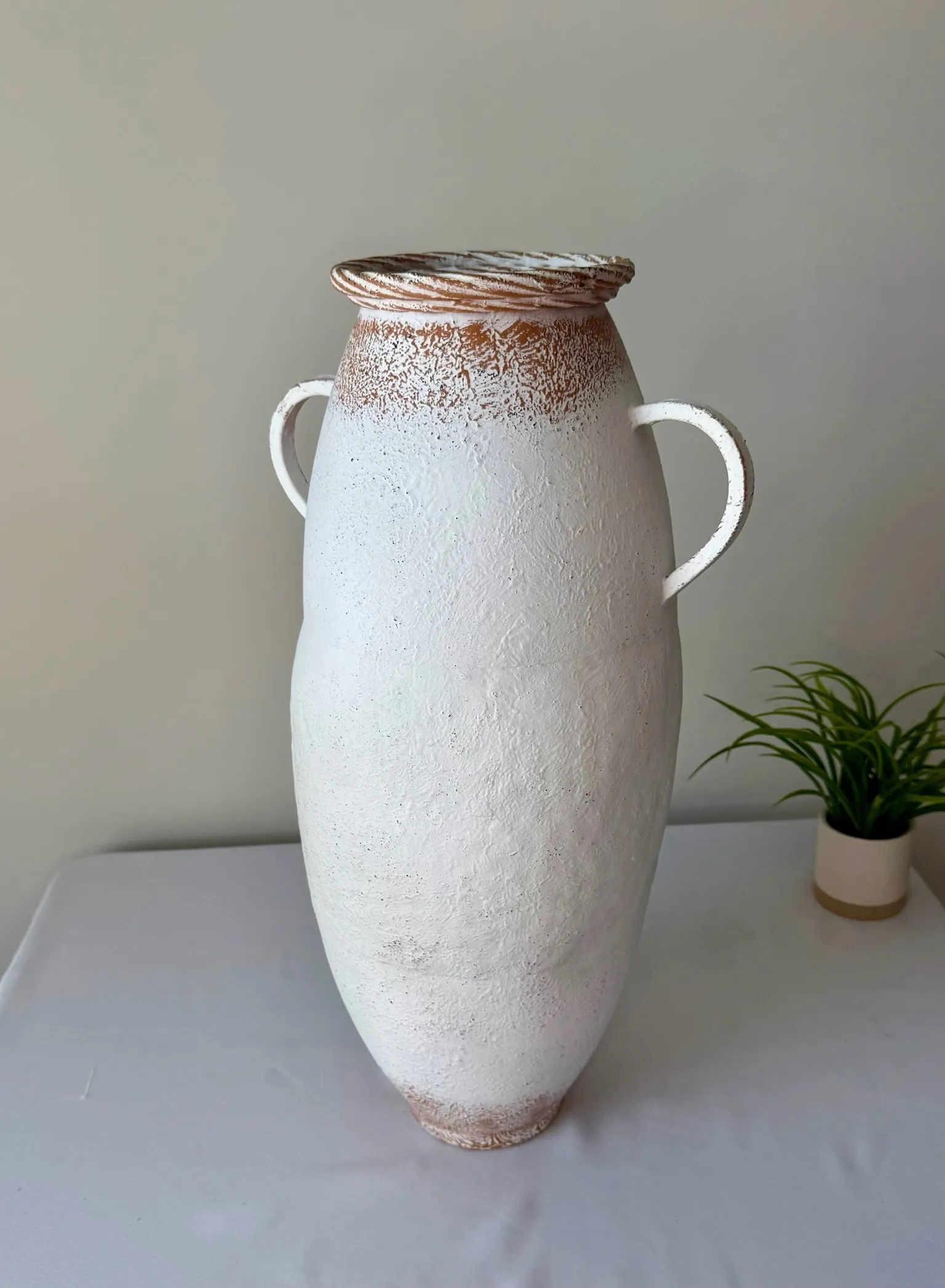 Large Metal Floor Vase Rustic