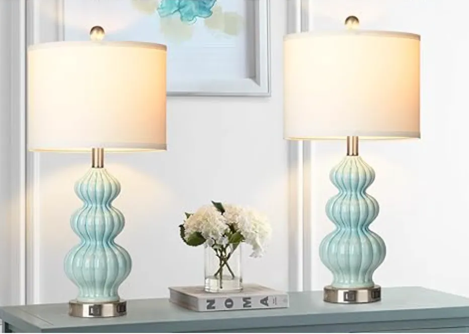 Set of two teal lamps