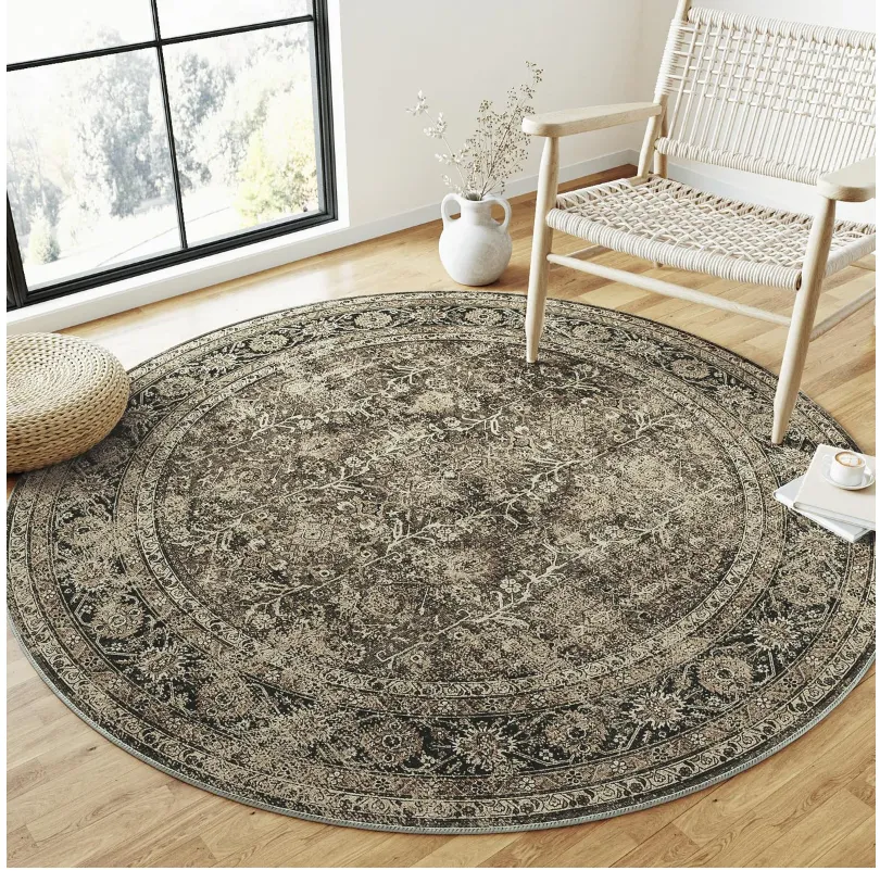 8' Round Rug Accent Brown