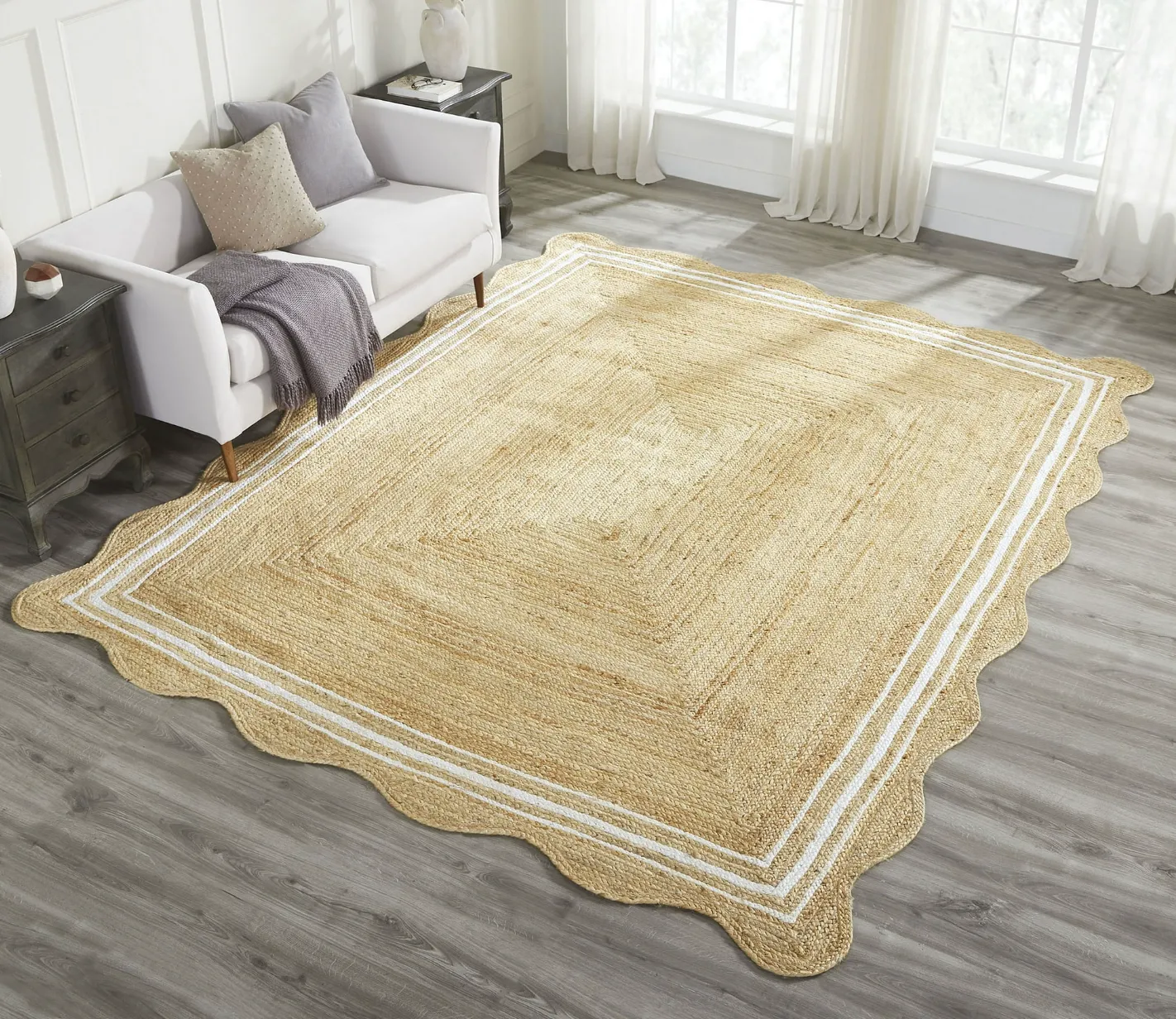 8x10 scalloped jute rug