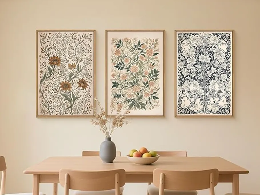 Vintage Flower Framed Canvas set of 3