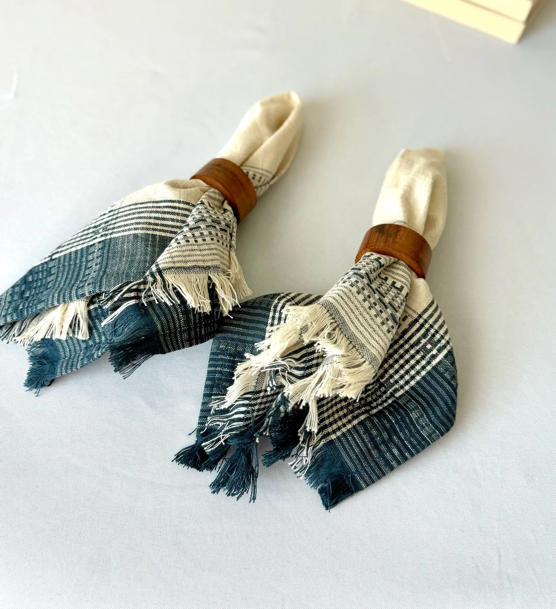 Set of 4 Blue Napkin with Rings