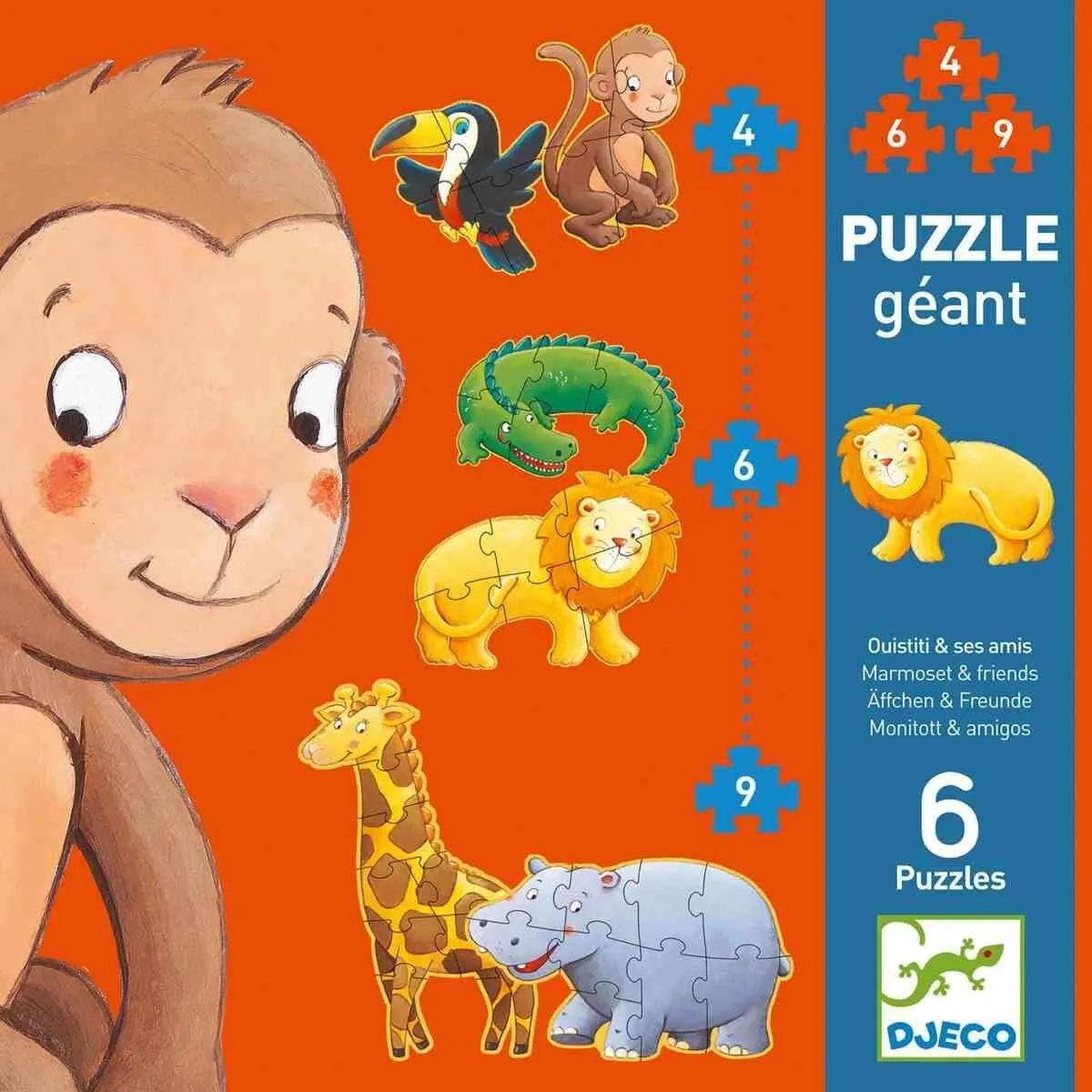 Puzzle géant Ouistiti et ses amis 4, 6 et 9 pièces