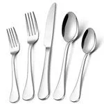 Flatware with Silver Flatware Each (Spoon, Soup Spoon, Knife, Fork, Salad Fork)
