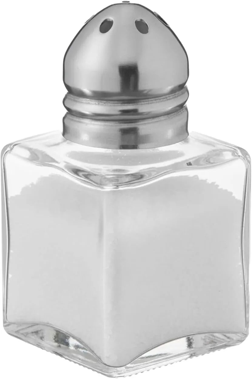 Glass Salt & Pepper Shakers Set with Metal Lids