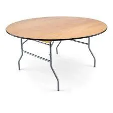 60 (5ft) Round Plywood Table W / Folding Legs