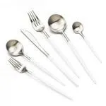 Flatware with Silver and White - Make White and Silver (Spoon, Soup Spoon, Knife, Fork, Salad Fork)