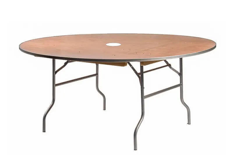 60" wood table with hole for umbrella