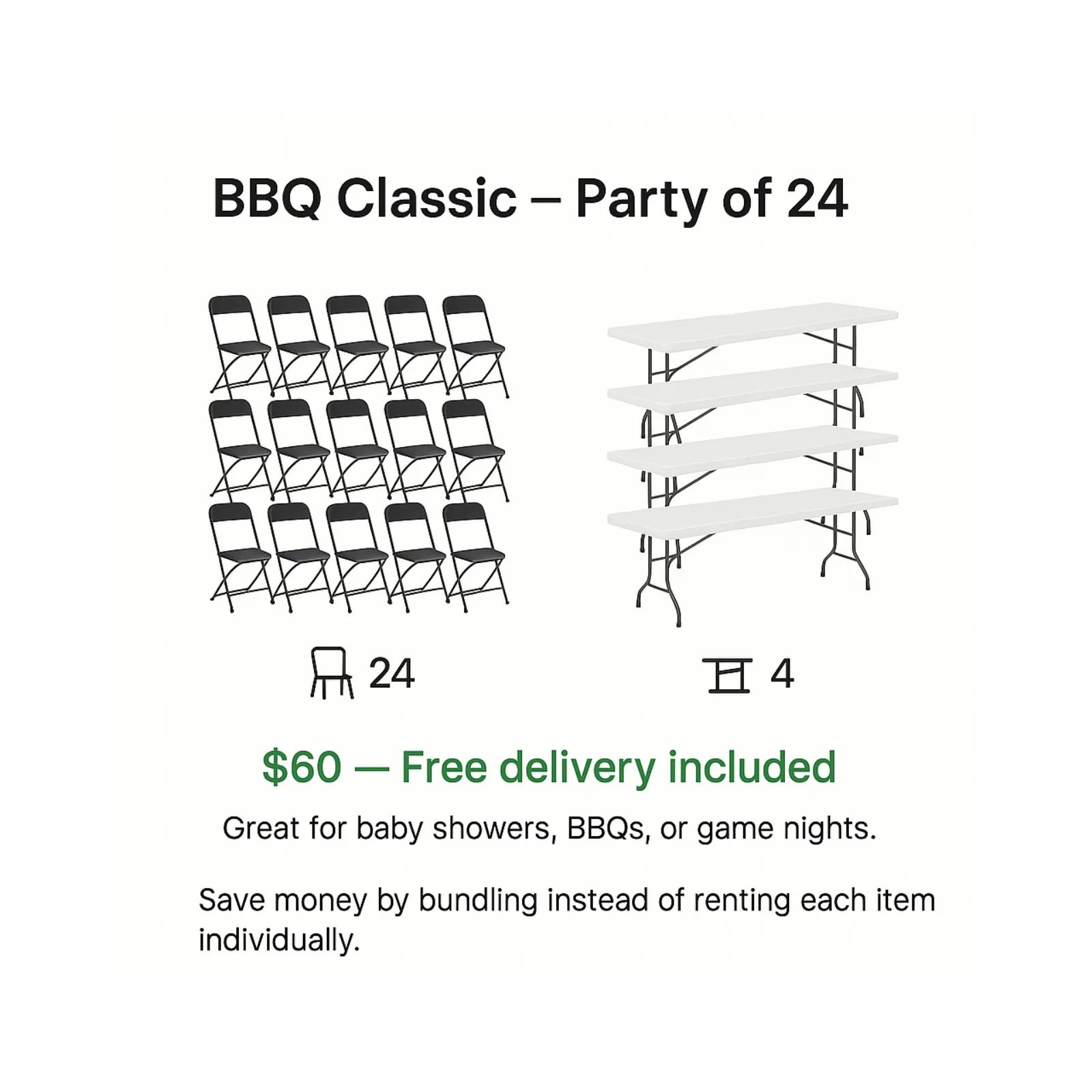 BBQ Classic – Party of 24 | Table & Chair Rental | Glendora