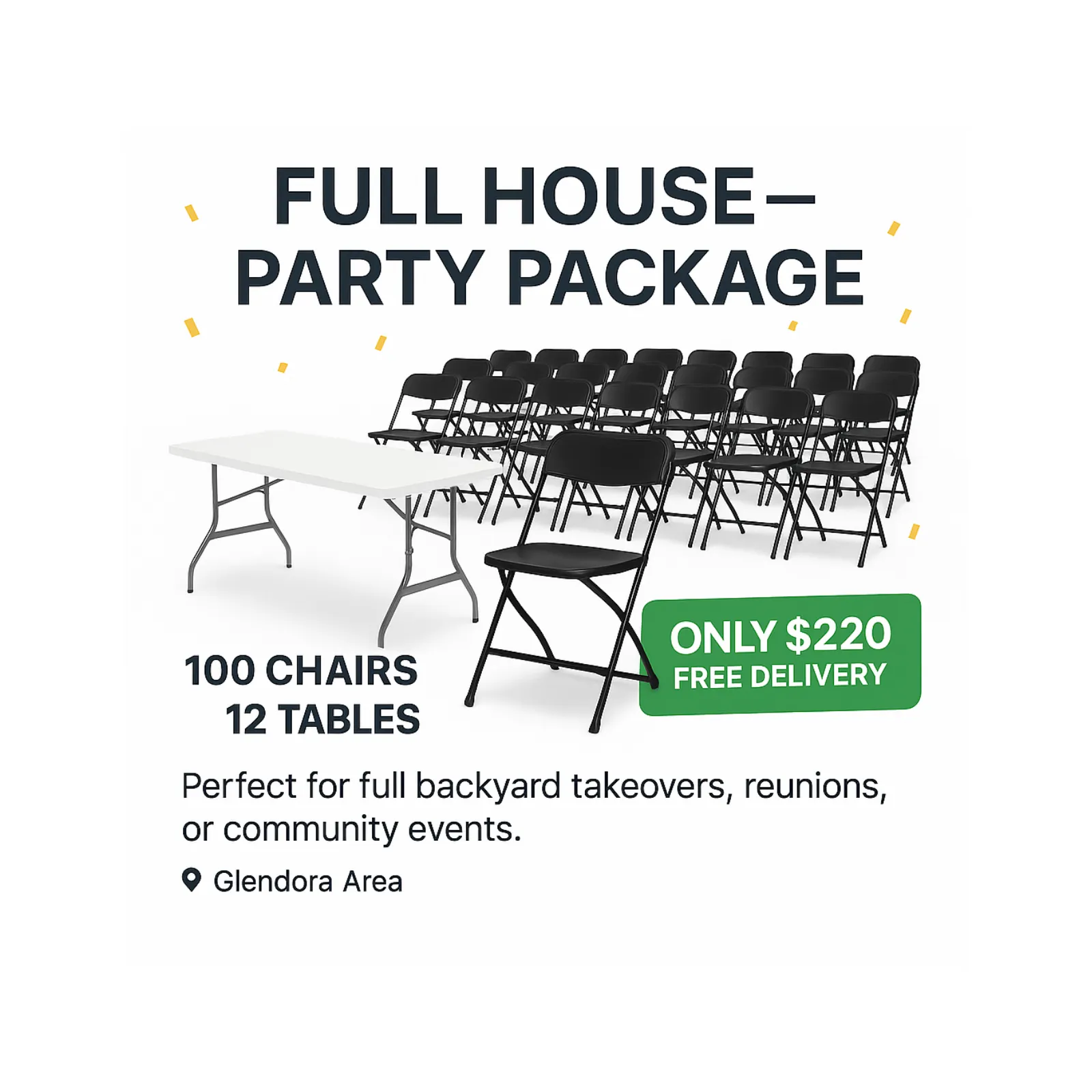 Full House – Party of 100 | Table & Chair Rental | Glendora