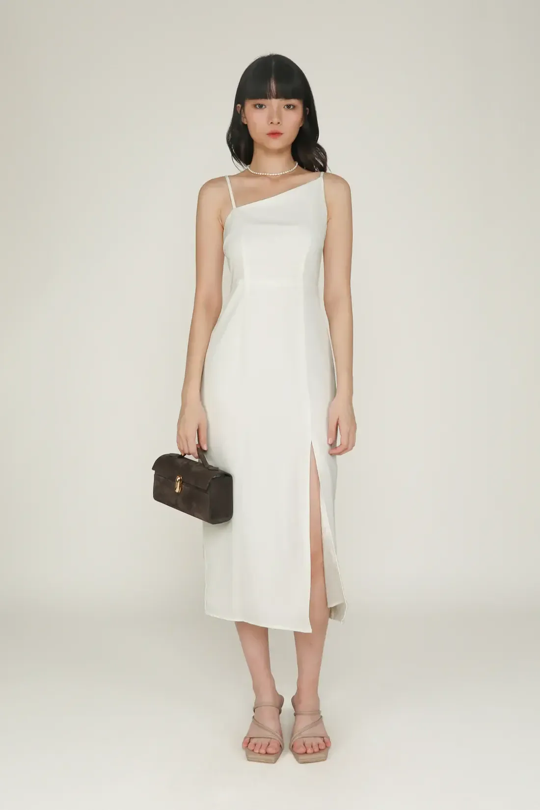 RD-0452 - Seir - Eli Asymmetrical Midi Dress in White