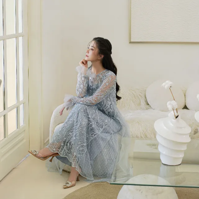 RD-0034 - Aura Label - Emery Dress in Dusty Blue