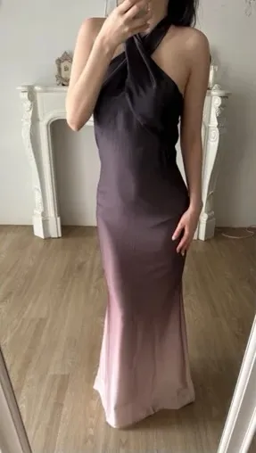 RD-0303 - EMVE - GAIA Gradient Satin Dress in Lavender Haze size L