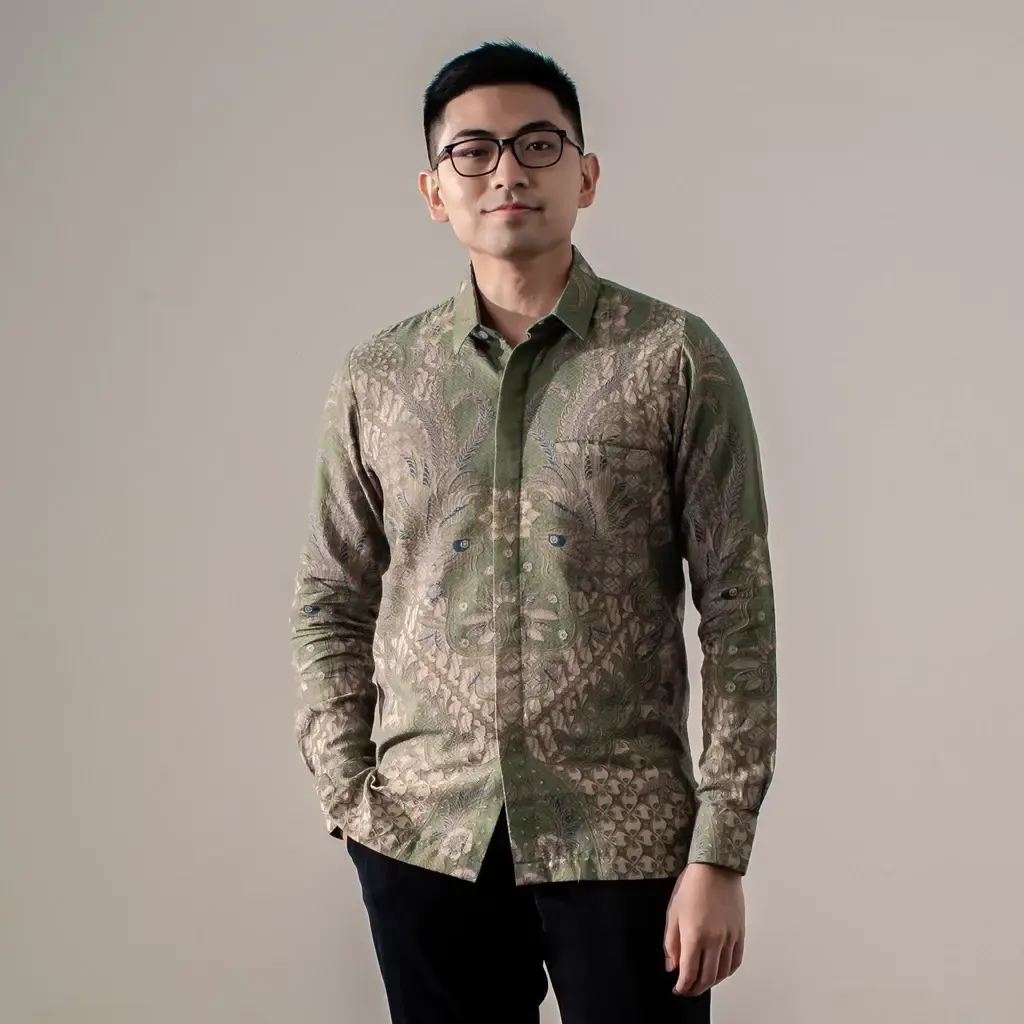 RM-0003 - Mandalas - Verdanta- Kemeja Batik Pria Lengan Panjang Green