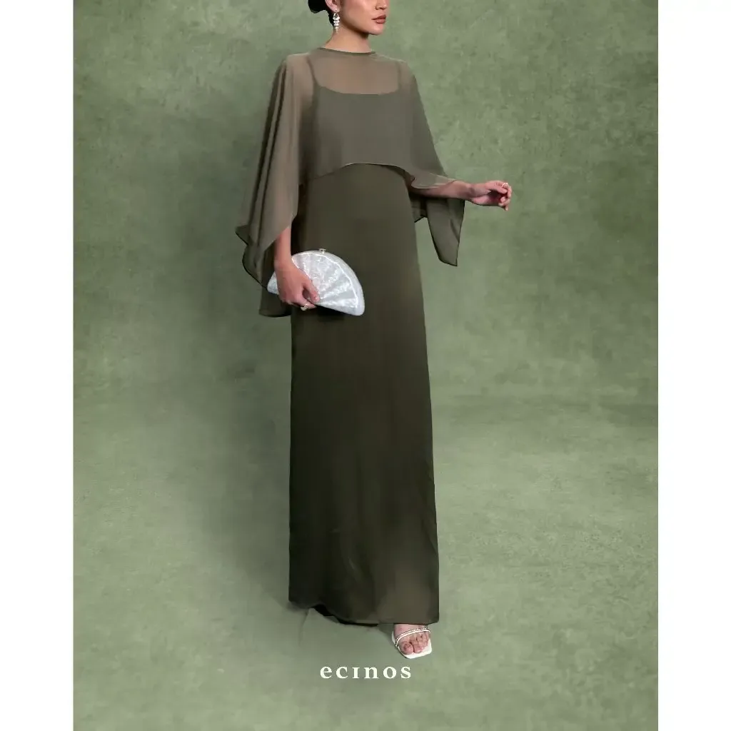 RD-0220 - Ecinos - Satin Tulle Dress in Dark Olive