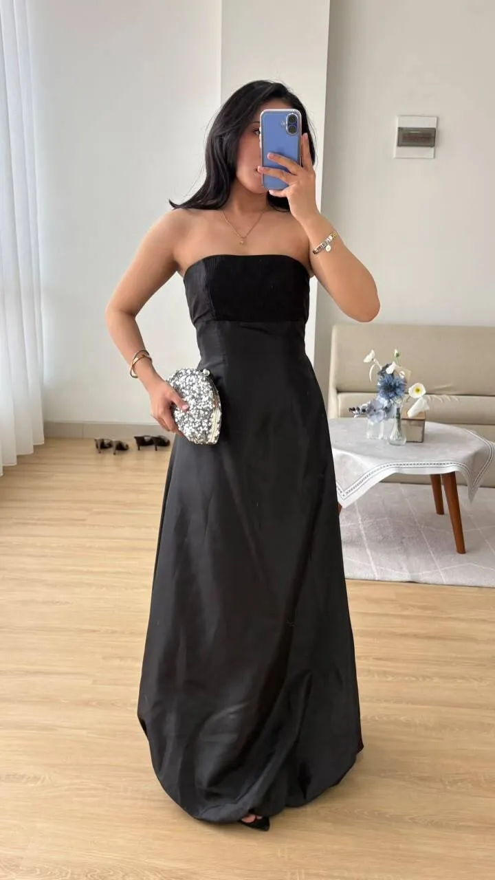 RD-0586 - Strapless Maxi Gown in Black
