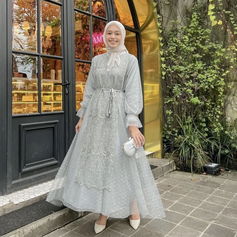 RD-0079 - Aura Label - Sienna Dress in Sage Silver