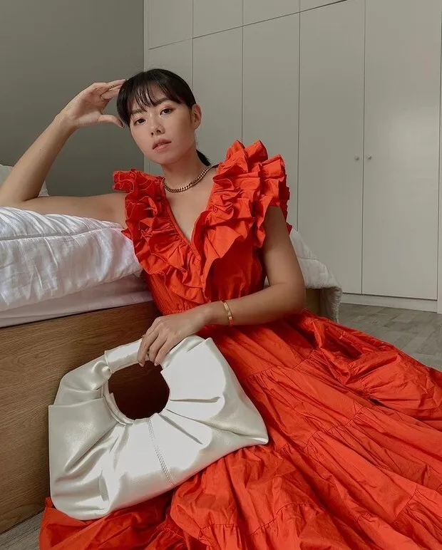 RD-0339 - Barli Asmara - Orange Ruffled Dress